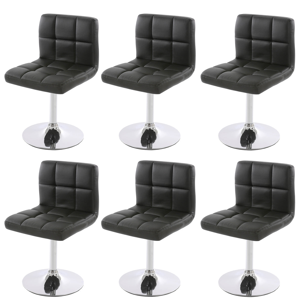 Set van 6 eetkamerstoelen Bureaustoel Stoel Kavala kunstleer chroom ~ grijs