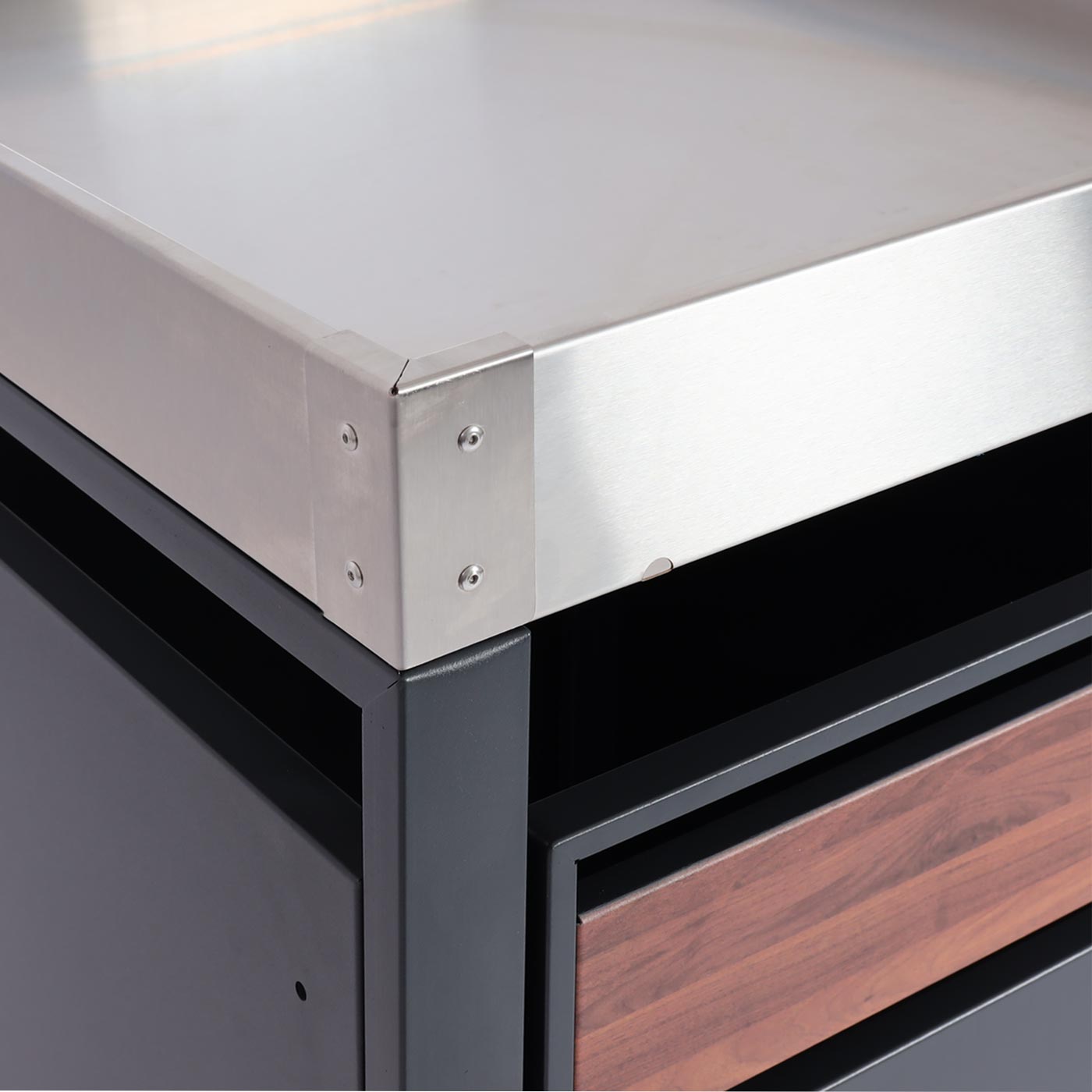 1 deksel afvalbak met plantenbak MCW-J81, uitbreidbaar, 125x68x80cm metaal 31kg, antraciet ~ kersenhout look