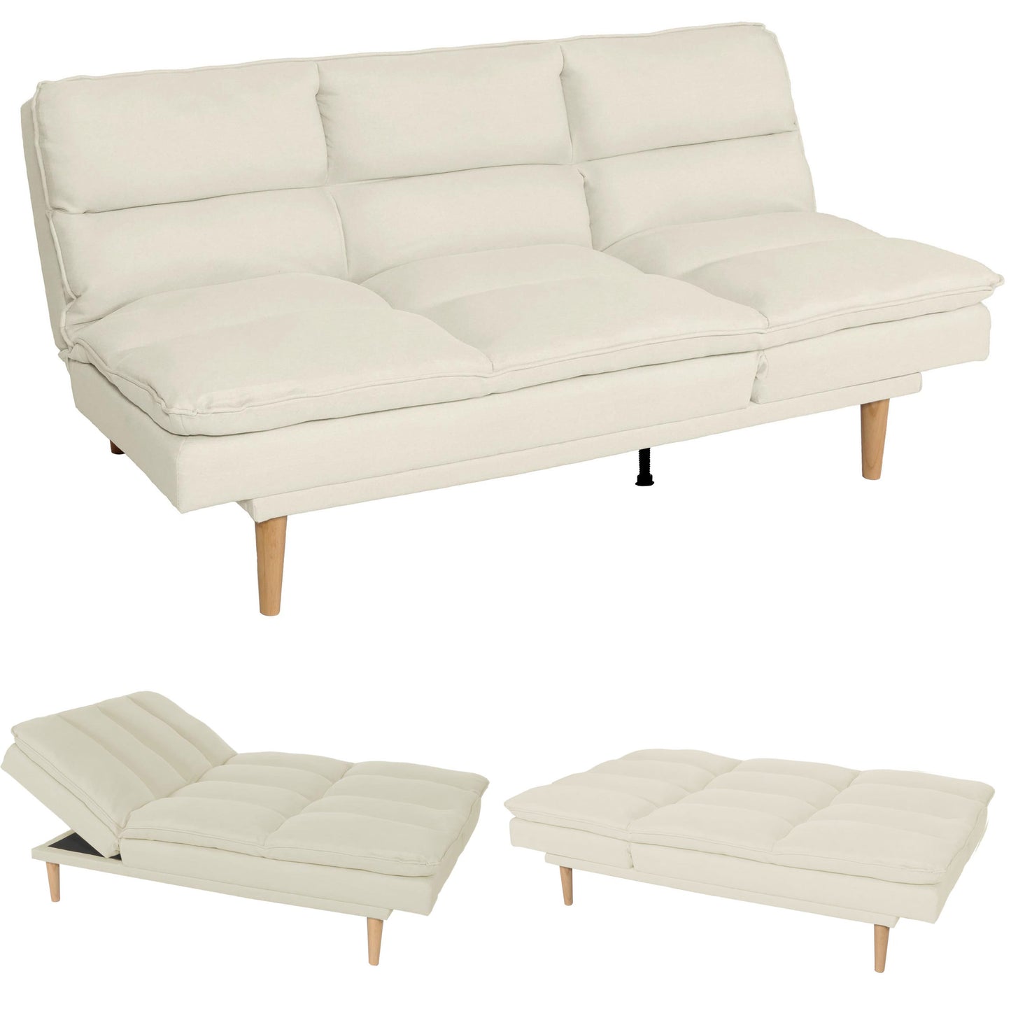 Slaapbank MCW-M79, slaapbank voor gasten, slaapfunctie ligoppervlak 180x110cm ~ stof/textiel crème