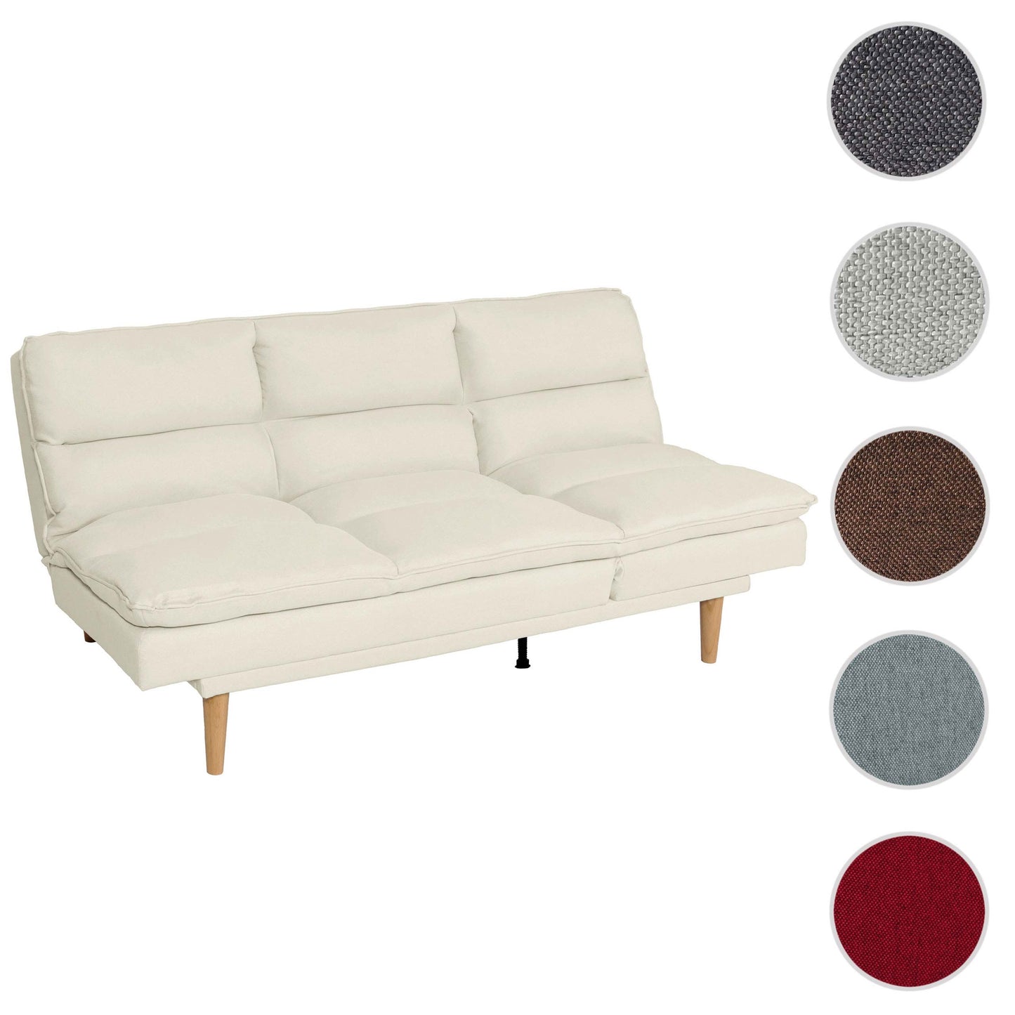Slaapbank MCW-M79, slaapbank voor gasten, slaapfunctie ligoppervlak 180x110cm ~ stof/textiel crème