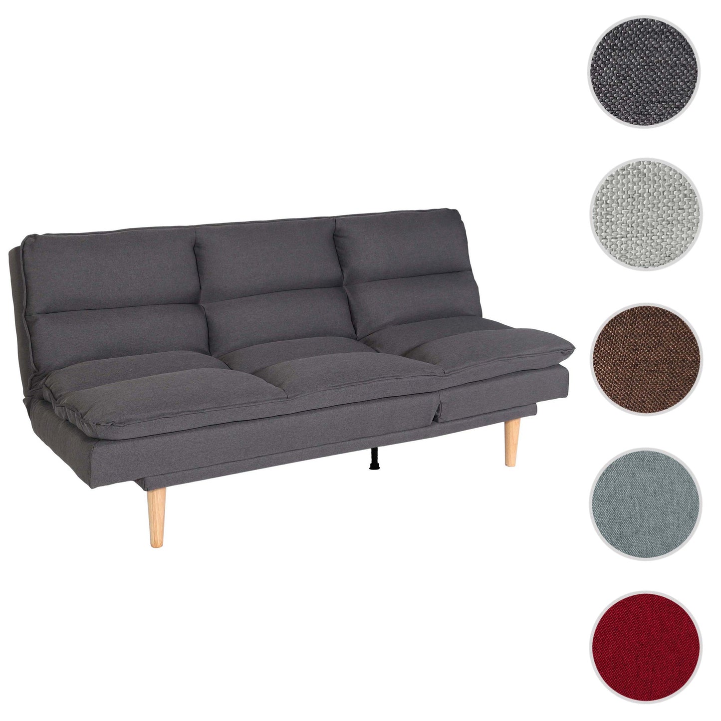 Slaapbank MCW-M79, slaapbank voor gasten, slaapfunctie ligoppervlak 180x110cm ~ stof/textiel donkergrijs