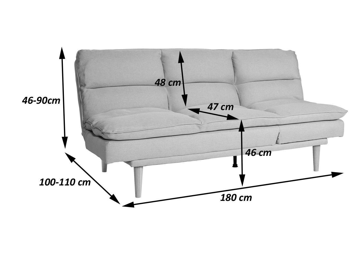 Slaapbank MCW-M79, slaapbank voor gasten, slaapfunctie ligoppervlak 180x110cm ~ stof/textiel crème