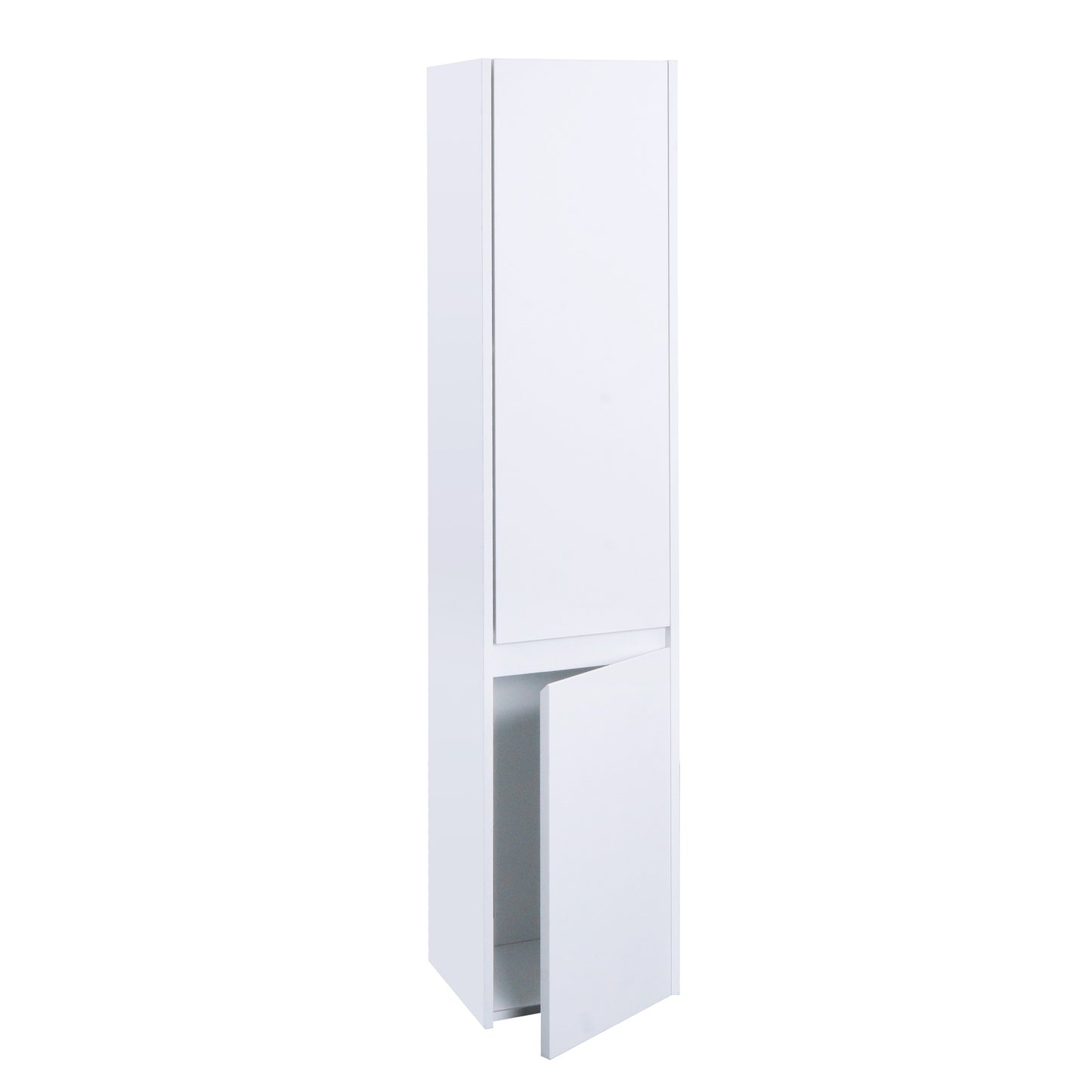 Wandkast MCW-L86, badkamermeubel highboard hoge kast, MVG melamine 2 deuren 3 vakken 160x33cm ~ wit