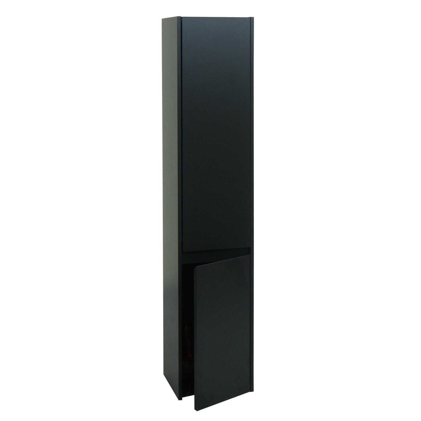 Wandkast MCW-L86, badkamermeubel highboard hoge kast, MVG melamine 2 deuren 3 vakken 160x33cm ~ zwart