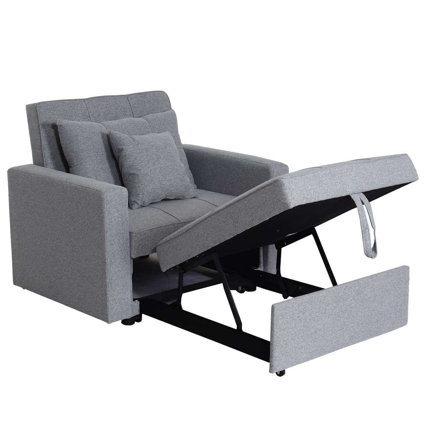 MCW-L90 fauteuil slaapbank, opklapbare fauteuil slaapbank logeerbed, ligvlak 197x103cm stof/textiel ~ lichtgrijs