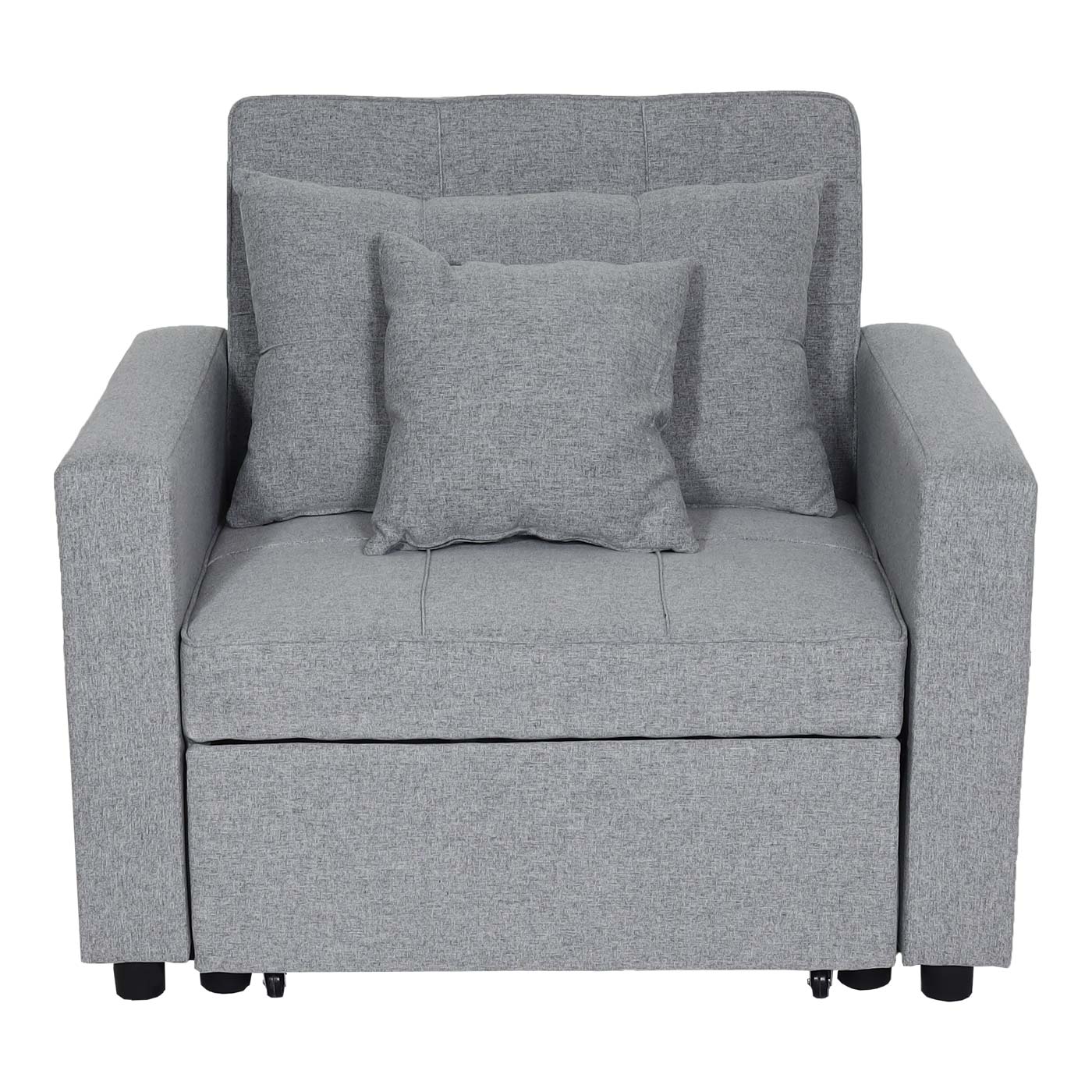 MCW-L90 fauteuil slaapbank, opklapbare fauteuil slaapbank logeerbed, ligvlak 197x103cm stof/textiel ~ lichtgrijs