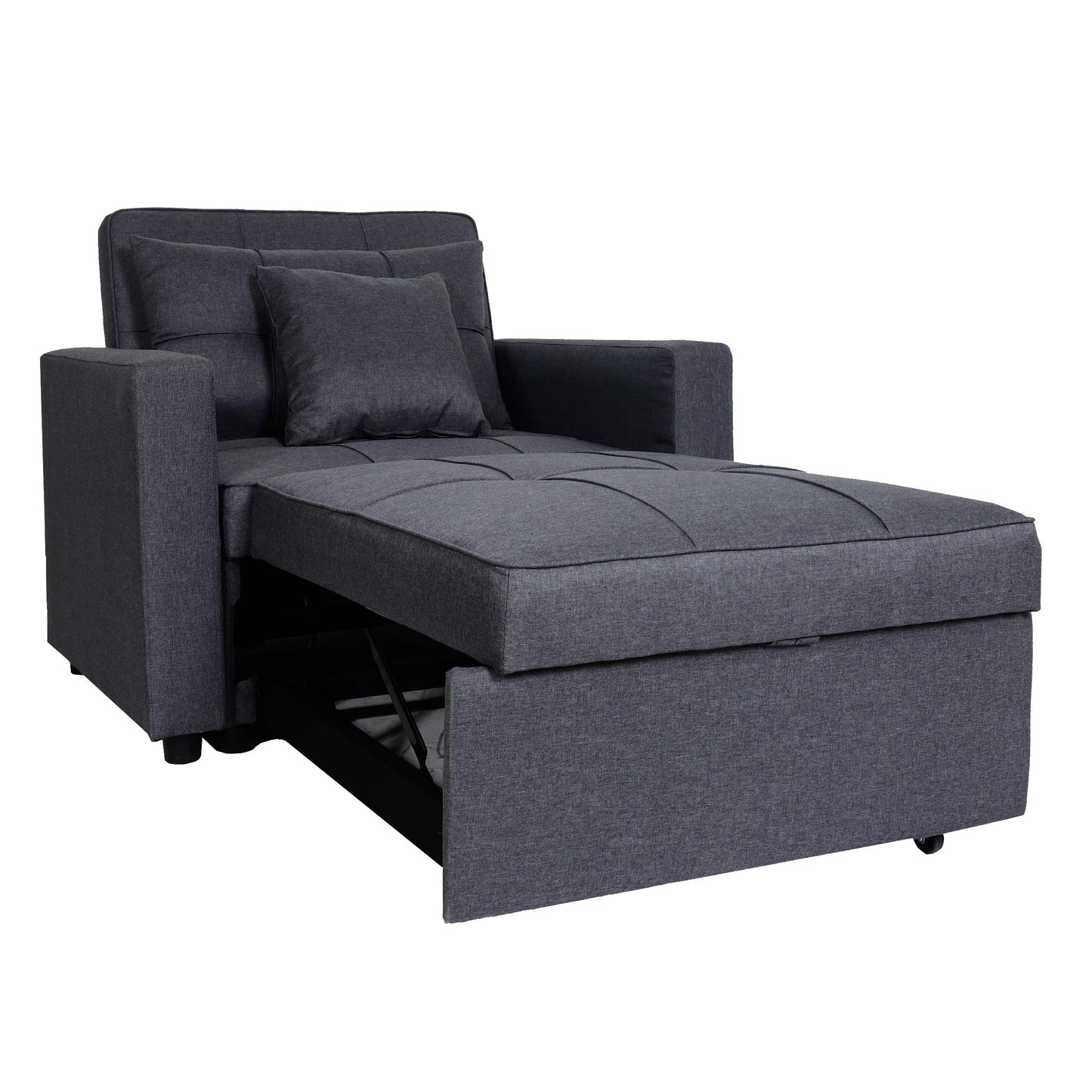 MCW-L90 fauteuil slaapbank, inklapbare fauteuil slaapbank logeerbed, ligvlak 197x103cm stof/textiel ~ donkergrijs