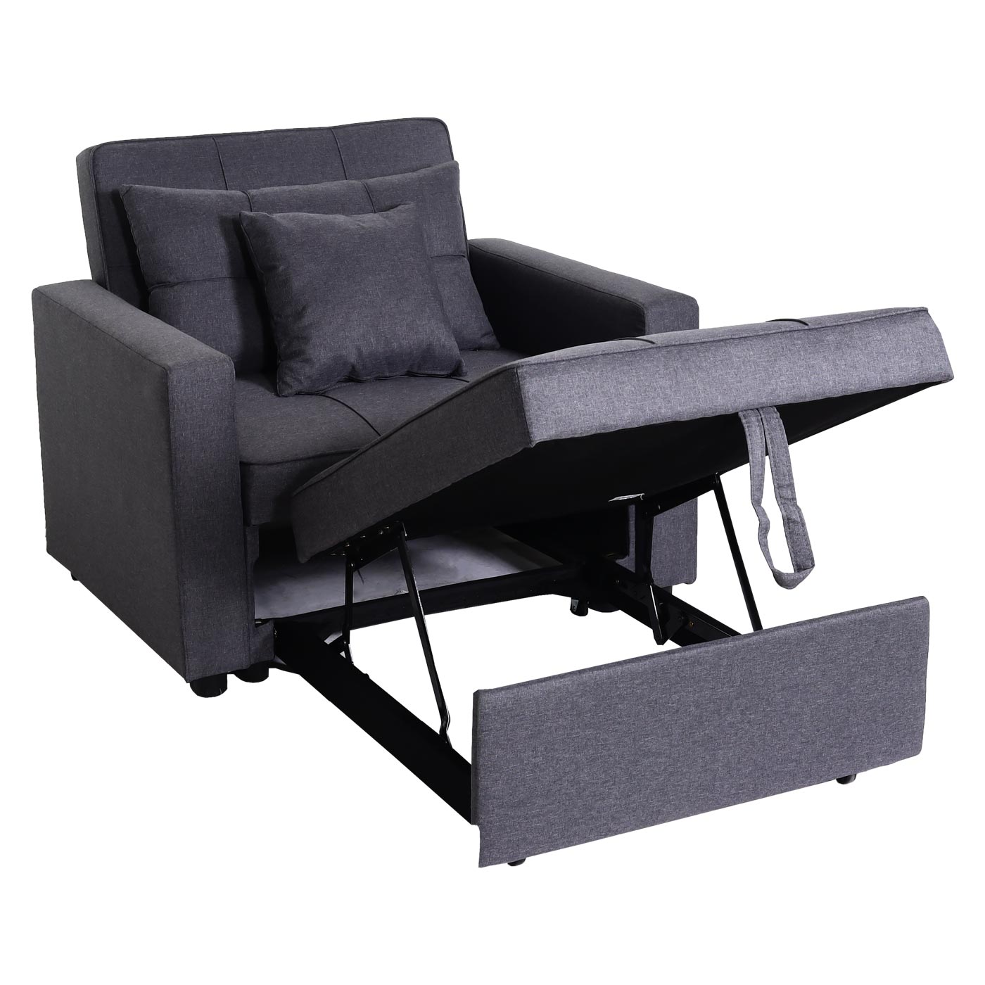MCW-L90 fauteuil slaapbank, inklapbare fauteuil slaapbank logeerbed, ligvlak 197x103cm stof/textiel ~ donkergrijs