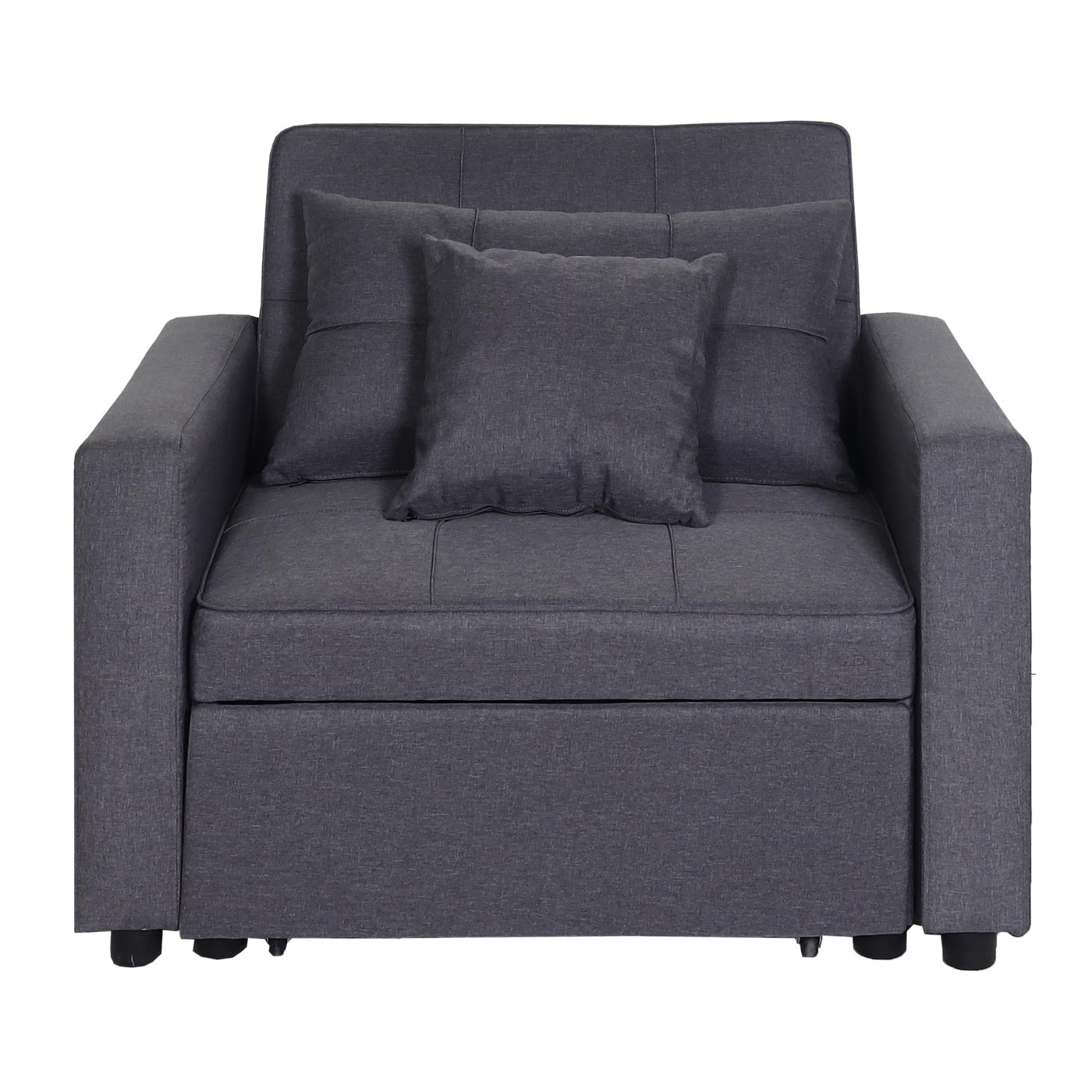 MCW-L90 fauteuil slaapbank, inklapbare fauteuil slaapbank logeerbed, ligvlak 197x103cm stof/textiel ~ donkergrijs