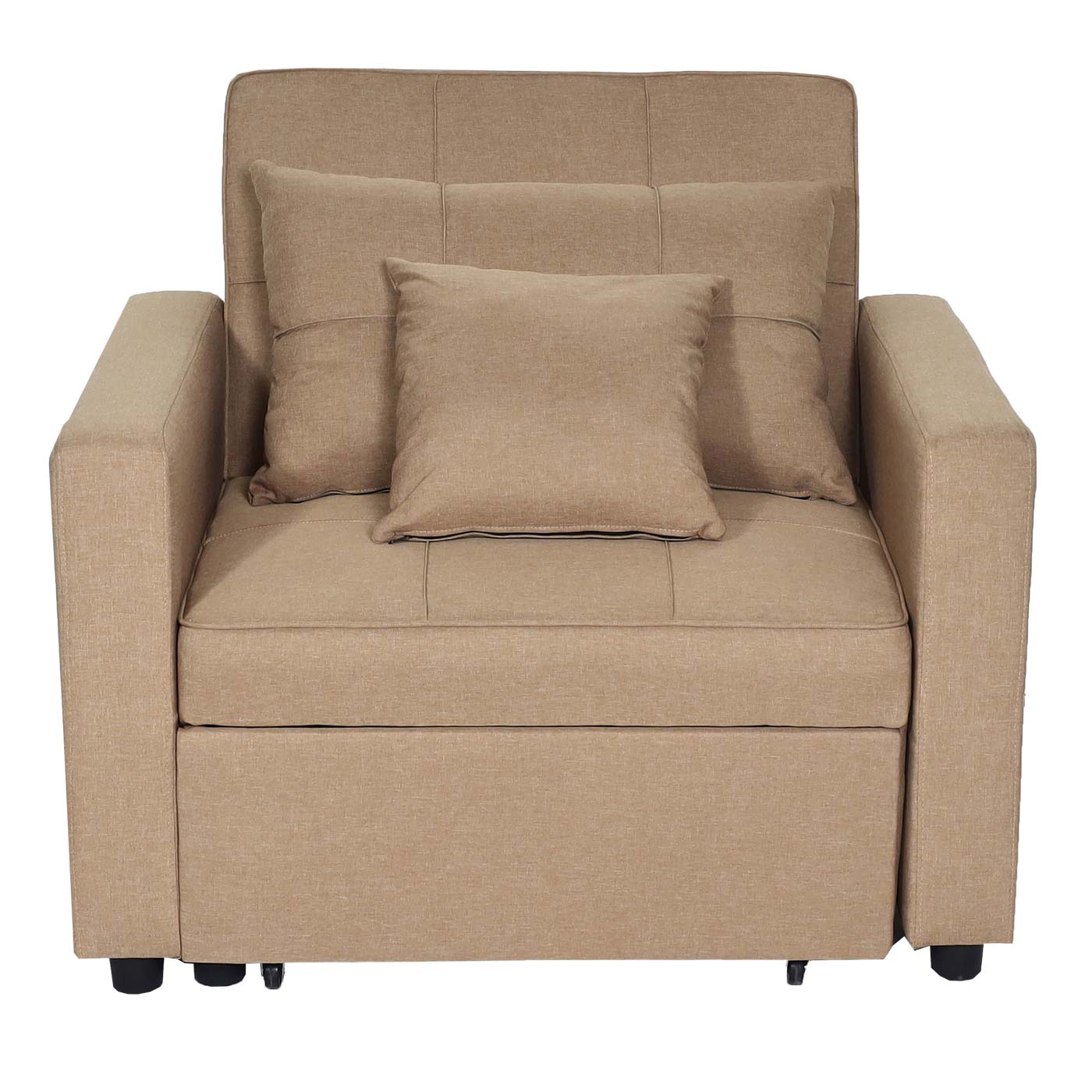 Fauteuilbed MCW-L90, inklapbare fauteuil slaapbank logeerbed, ligvlak 197x103cm stof/textiel ~ taupe