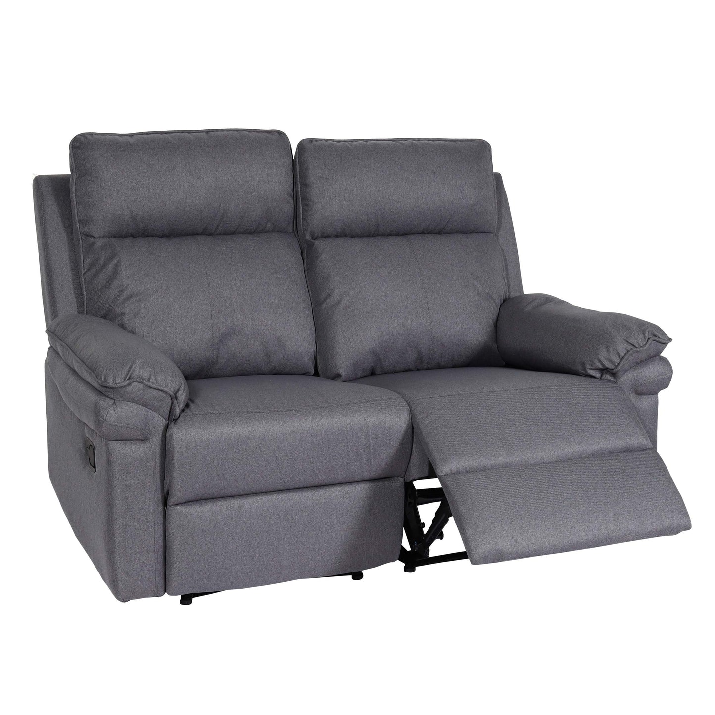 2-zits bioscoopfauteuil MCW-L94, relaxfauteuil TV-fauteuil bank, verstelbare armleuning nosag-vering stof/textiel ~ donkergrijs
