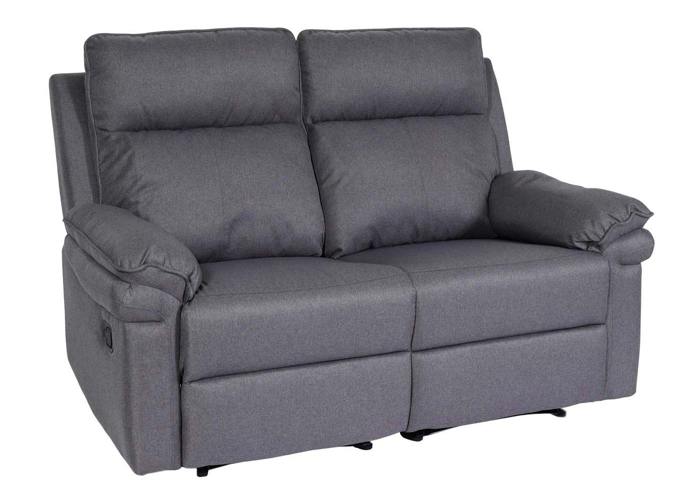 2-zits bioscoopfauteuil MCW-L94, relaxfauteuil TV-fauteuil bank, verstelbare armleuning nosag-vering stof/textiel ~ donkergrijs
