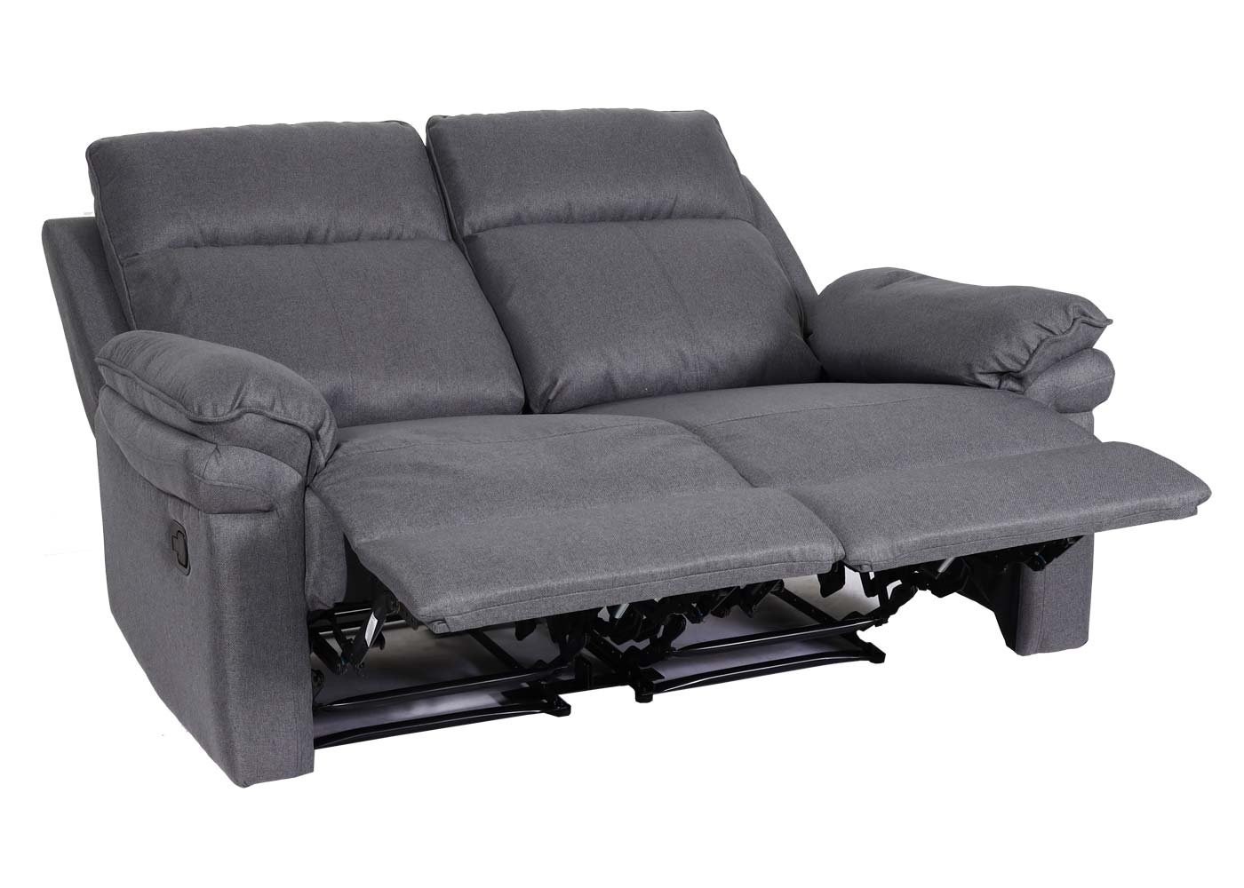 2-zits bioscoopfauteuil MCW-L94, relaxfauteuil TV-fauteuil bank, verstelbare armleuning nosag-vering stof/textiel ~ donkergrijs