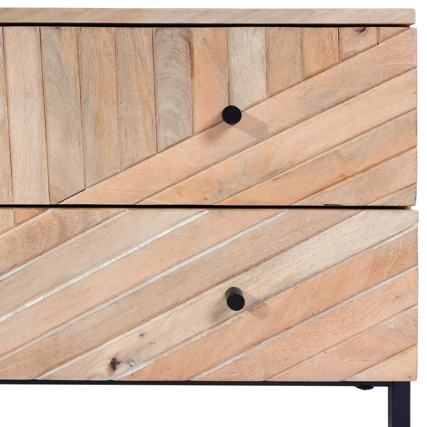 TV-rek MCW-L95, TV-standaard TV-tafel lowboard TV-meubel ladekast, massief mangohout 56x145x43cm MVG, naturel