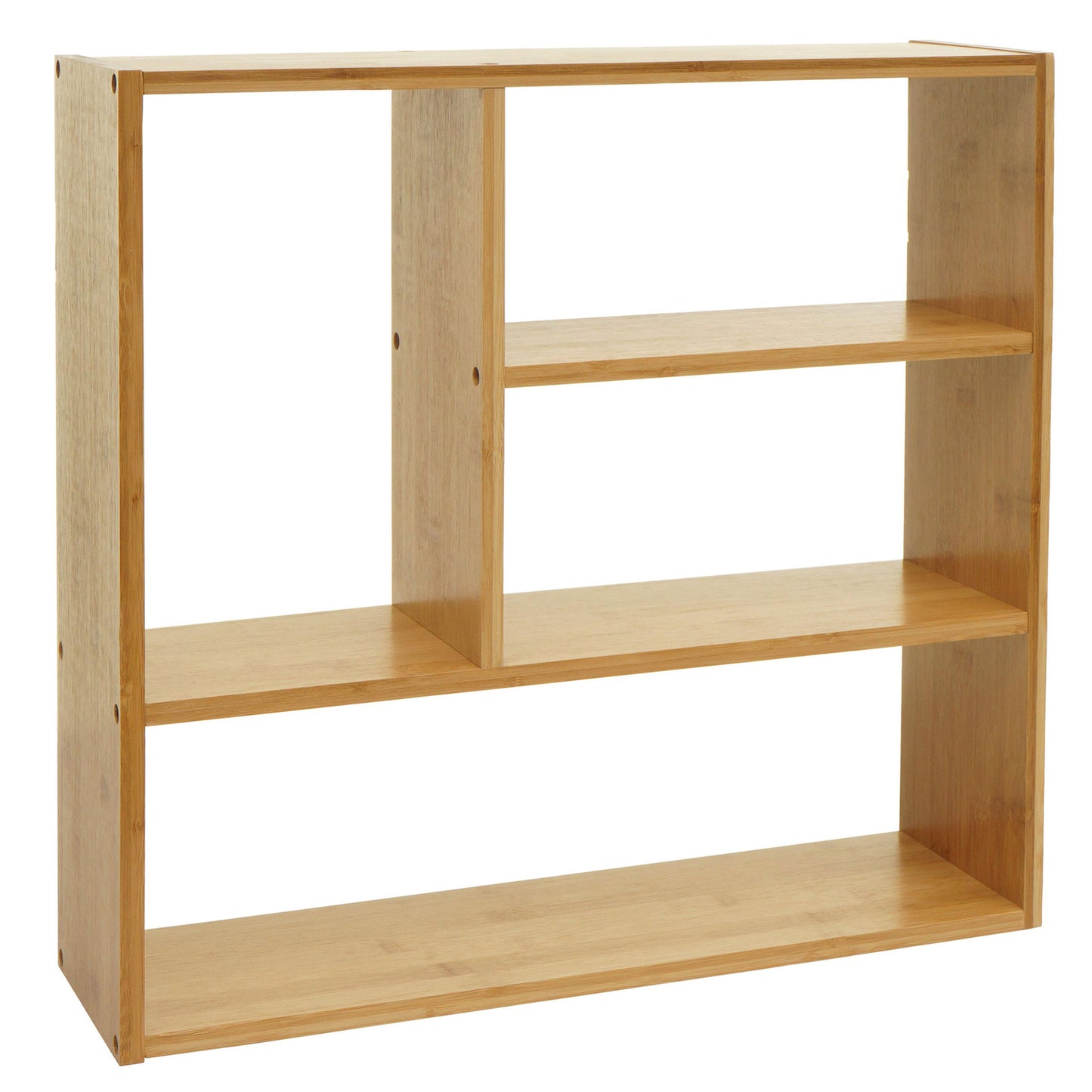 Wandplank MCW-M22, hangplank Drijvende plank met 4 vakken, bamboe 50x50x15cm