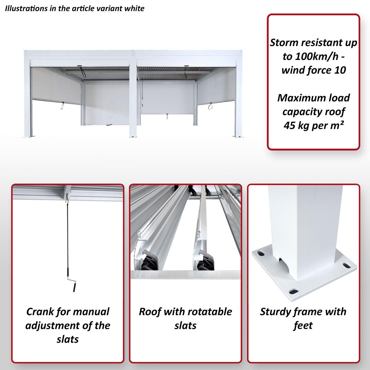 Pergola MCW-L46 met 6x zijwand, tuinpaviljoen lamellenrolgordijn, 11cm aluminium frame, stormvast 3x6m ~ antraciet