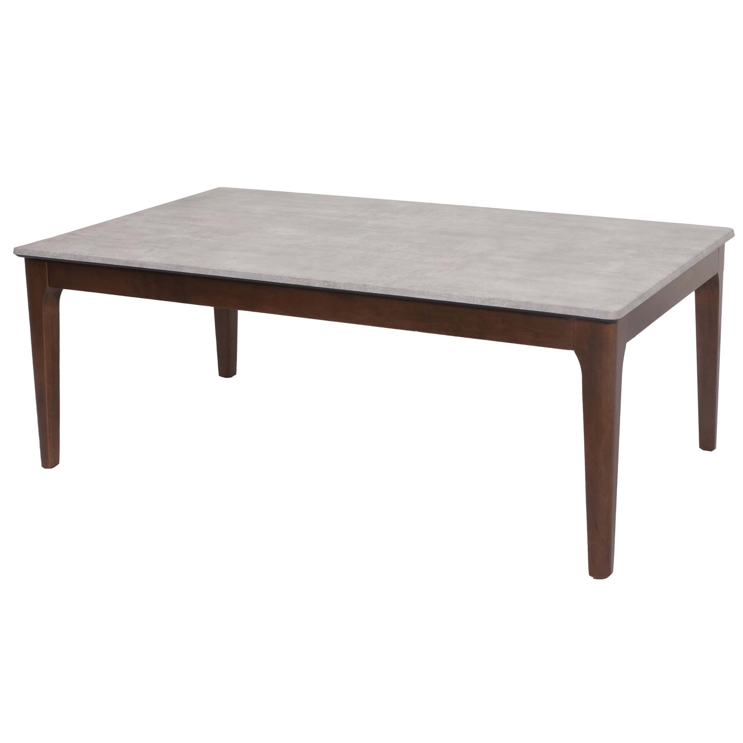 Salontafel MCW-M55, bijzettafel sofatafel massief hout HDF laminaat melamine 46x120x70cm betonlook bruine poten