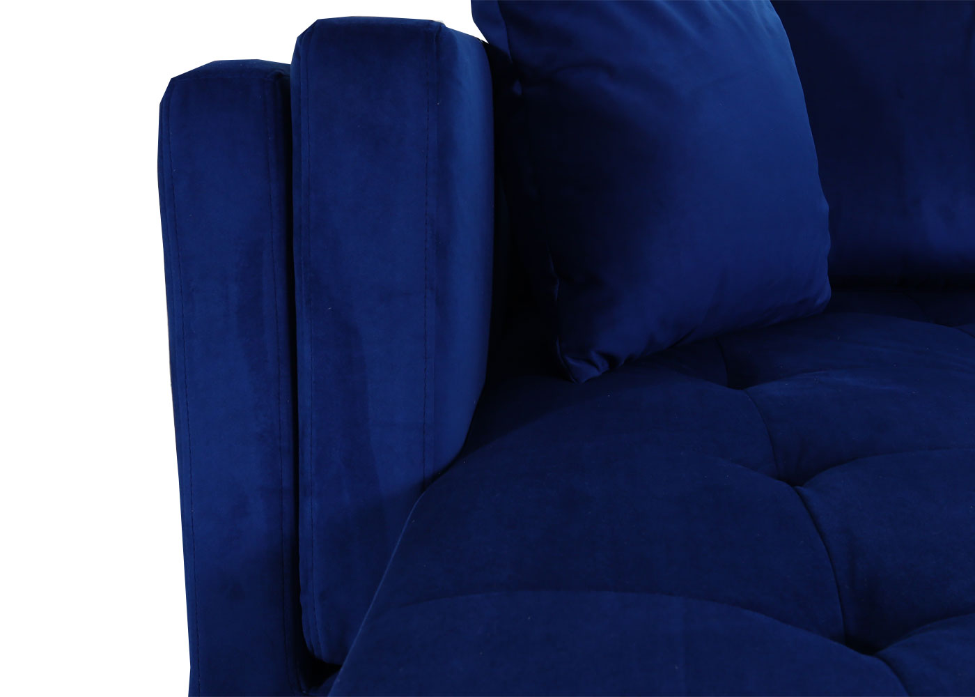 Bankstel MCW-M27, hoekbank L-vorm, ligvlak links/rechts, massief hout 293cm ~ fluweel donkerblauw
