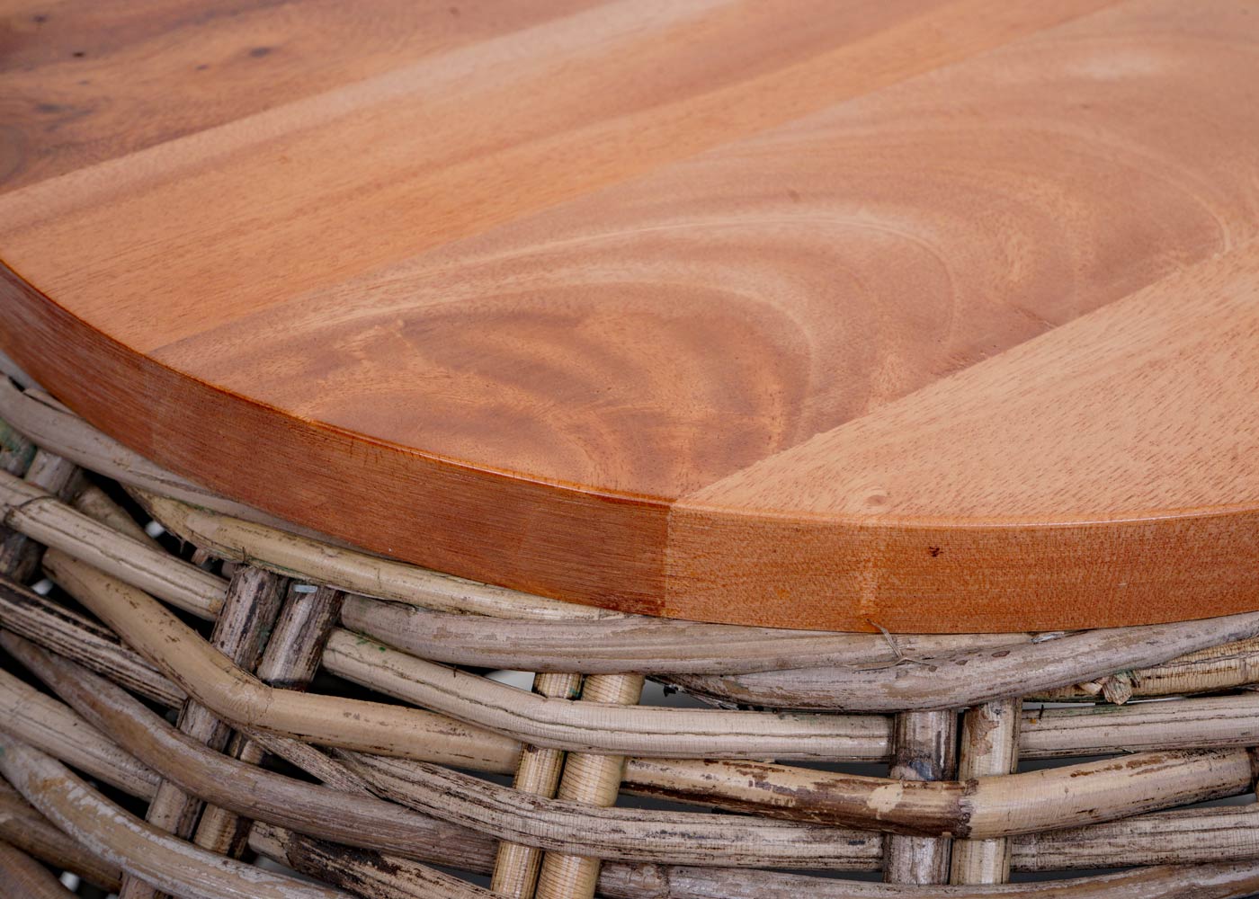 Bijzettafel MCW-M30, rotan tafel bloem tafel salontafel lounge tafel houten tafel, rond 33x49x49cm, Kubu rotan natuur