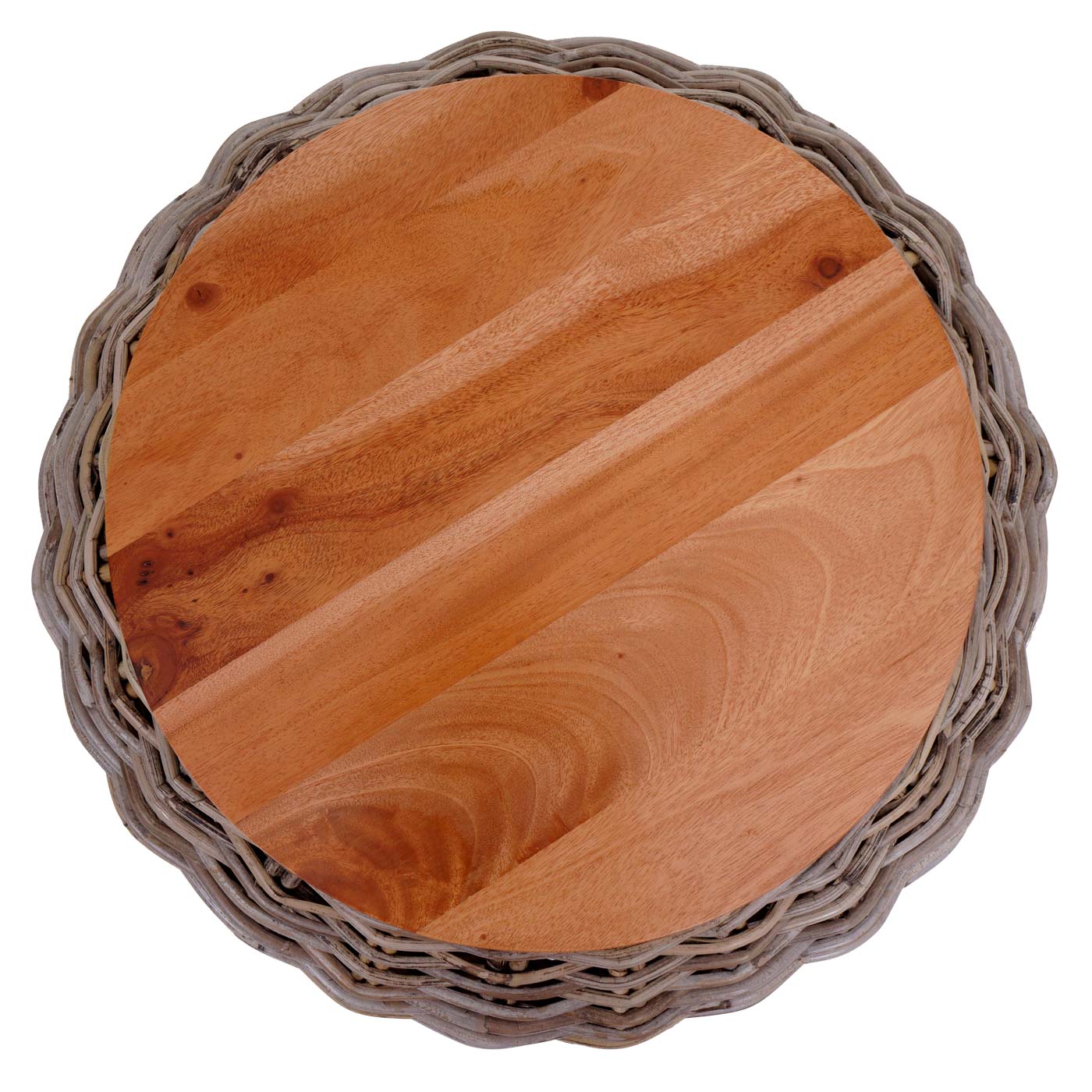 Bijzettafel MCW-M30, rotan tafel bloem tafel salontafel lounge tafel houten tafel, rond 33x49x49cm, Kubu rotan natuur