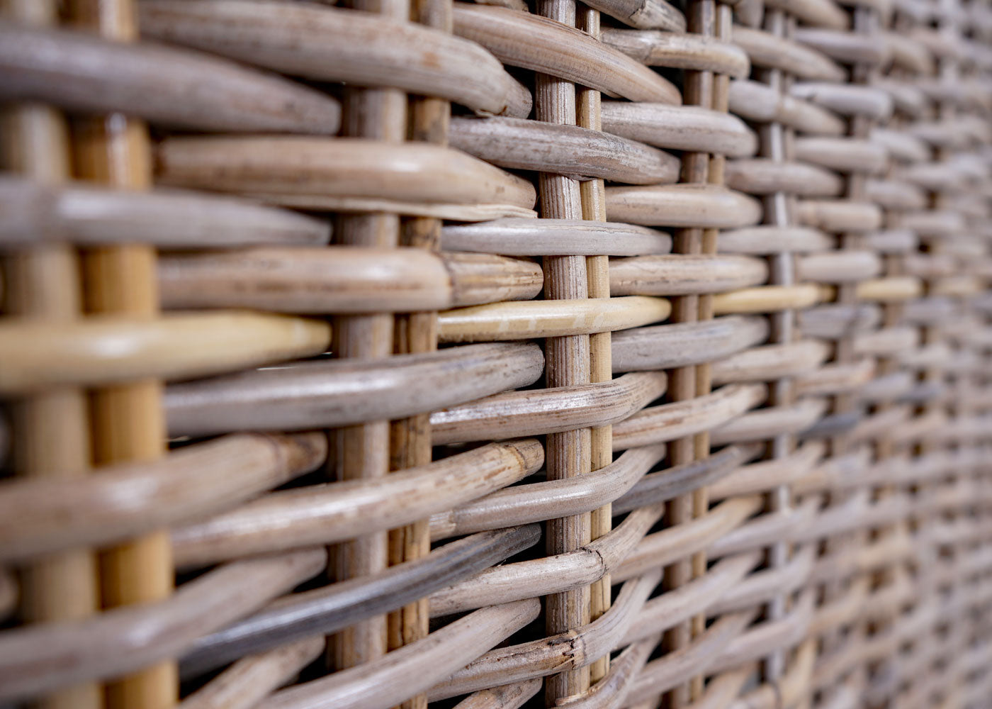 Sofa MCW-M32, 4-zits bank rotan loungebank met kussens, 209cm Kubu rotan natuurlijke stof/textiel bekleding crème