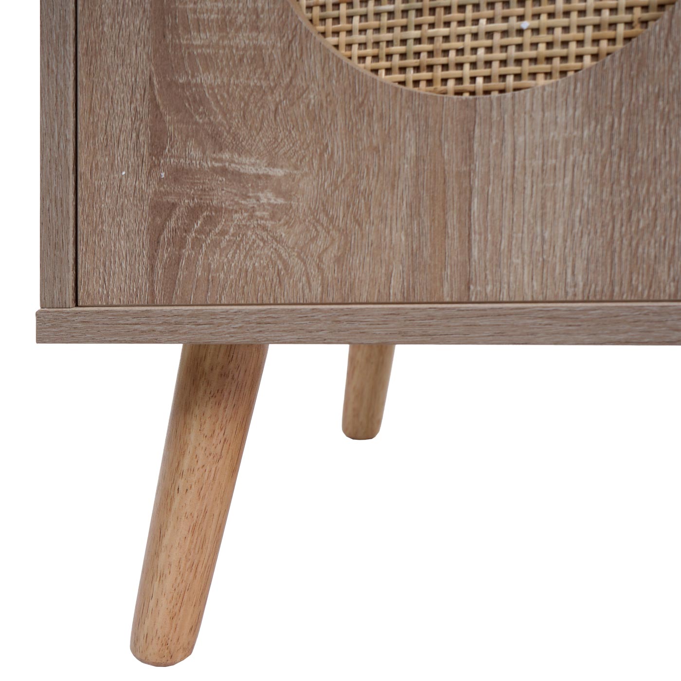 Ladekast MCW-M35, buffetkast highboard, opbergvakken, Kubu rotan hout melamine, eiken look