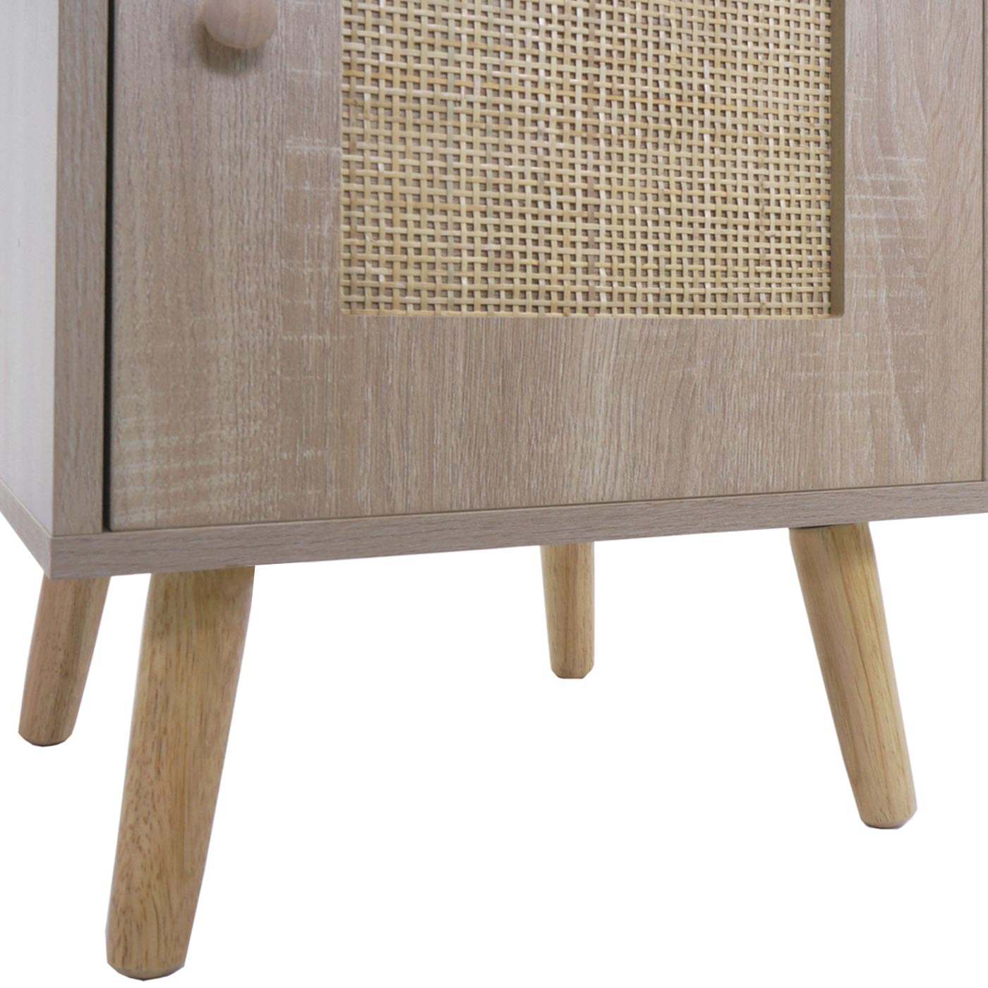 Bijzettafel MCW-M36, salontafel nachtkastje loungetafel, opbergvakken lade, Kubu rotan hout melamine, eiken-look