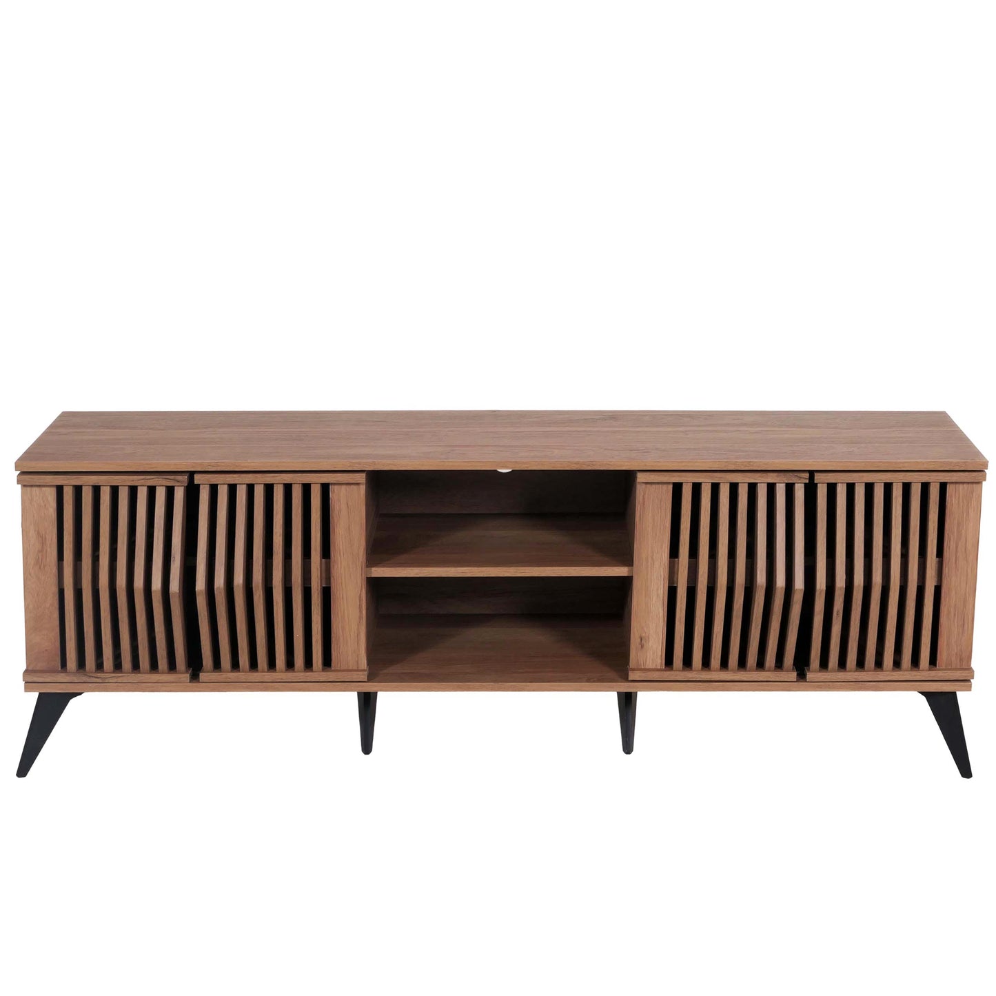 TV-rek MCW-M45, TV-tafel lowboard kast, 3D design opbergvakken 55x166x41cm, bruin