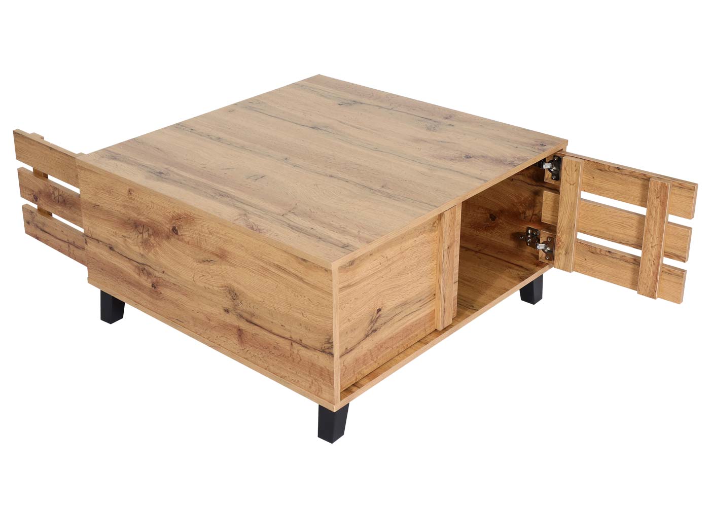 Salontafel MCW-M46, woonkamertafel sofatafel bijzettafel, 2 opbergvakken 43x81x81cm, natuurlijke kleur