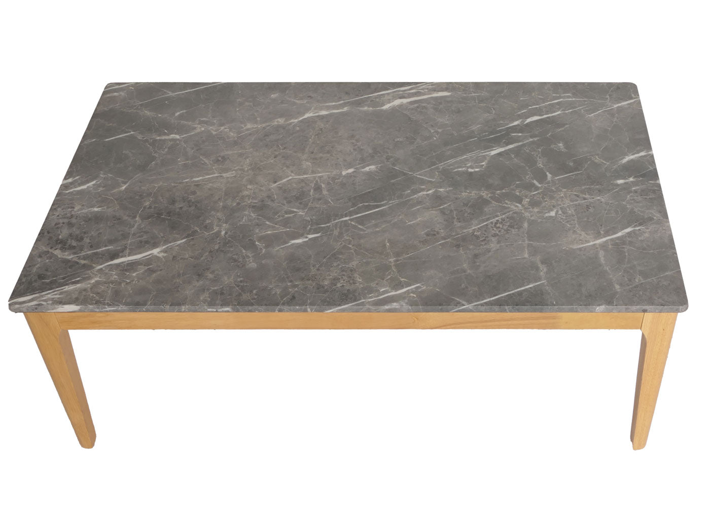 Salontafel MCW-M55, bijzettafel sofatafel, massief hout HDF laminaat melamine 46x120x70cm, marmeren/steen look lichte poten