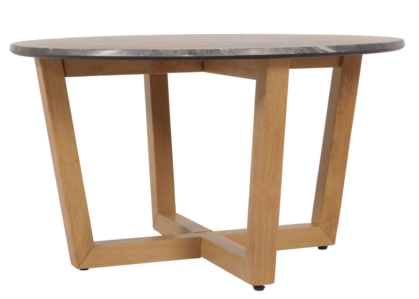 Salontafel MCW-M61, bijzettafel sofatafel, massief hout HDF laminaat melamine Ø80cm, marmer/steen look, licht gekleurd frame
