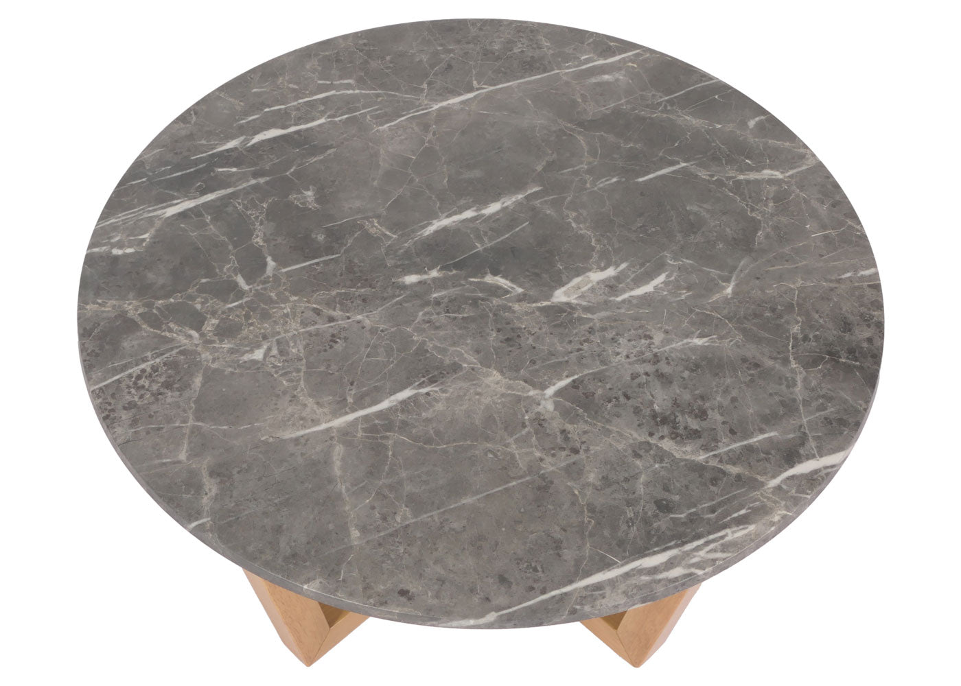 Salontafel MCW-M61, bijzettafel sofatafel, massief hout HDF laminaat melamine Ø80cm, marmer/steen look, licht gekleurd frame