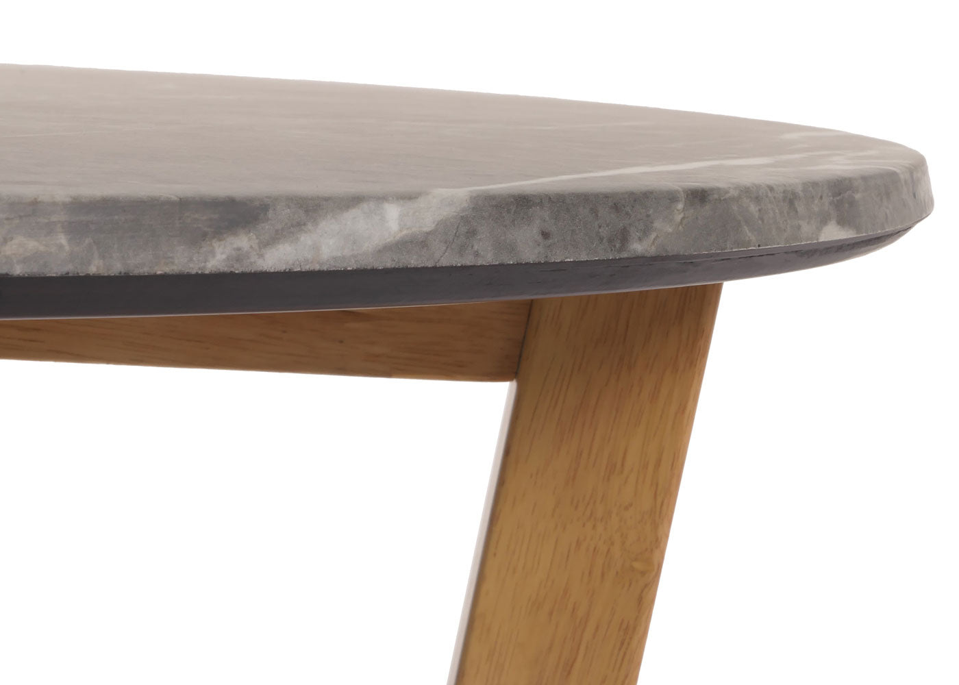 Salontafel MCW-M61, bijzettafel sofatafel, massief hout HDF laminaat melamine Ø80cm, marmer/steen look, licht gekleurd frame