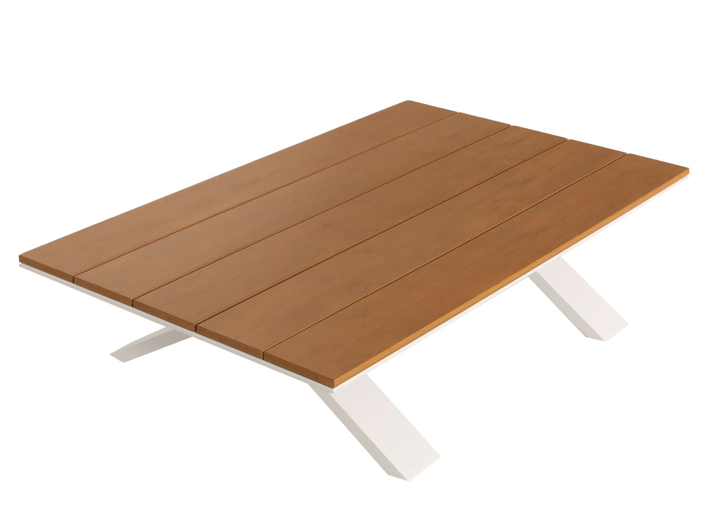 Aluminium tuinset MCW-M62, zitgroep tuin/loungeset bank, houtlook ~ frame wit, bekleding lichtgrijs