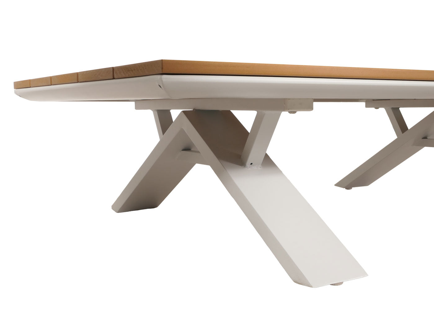 Aluminium tuinset MCW-M62, zitgroep tuin/loungeset bank, houtlook ~ frame wit, bekleding lichtgrijs