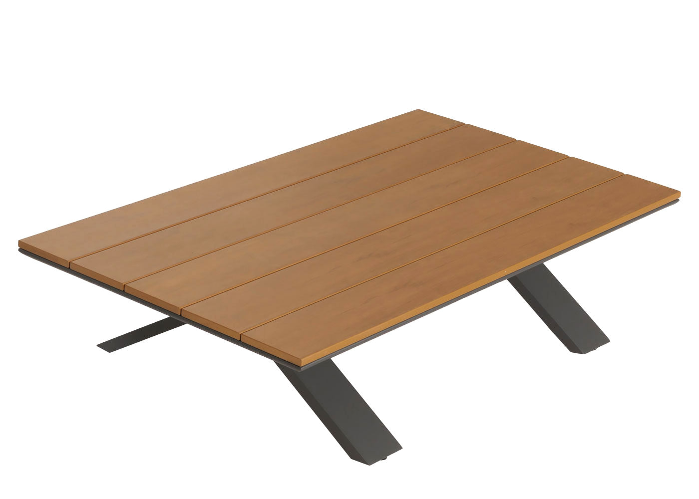 Aluminium tuinset MCW-M62, zitgroep tuin/loungeset bank, houtlook ~ antraciet frame, donkergrijze bekleding