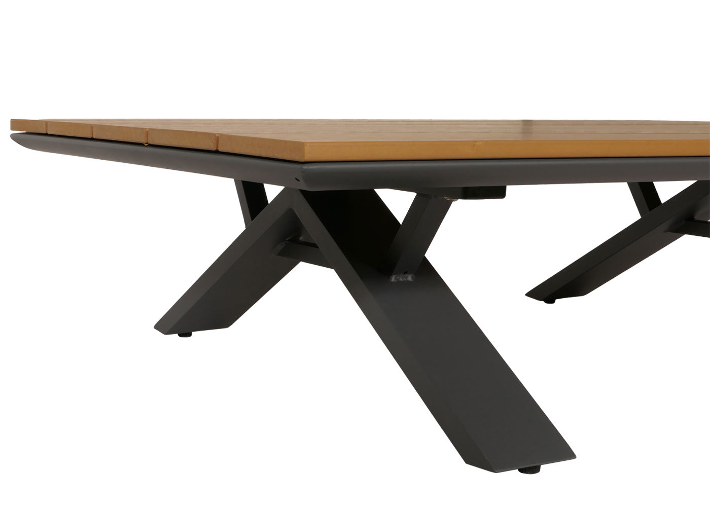 Aluminium tuinset MCW-M62, zitgroep tuin/loungeset bank, houtlook ~ antraciet frame, donkergrijze bekleding