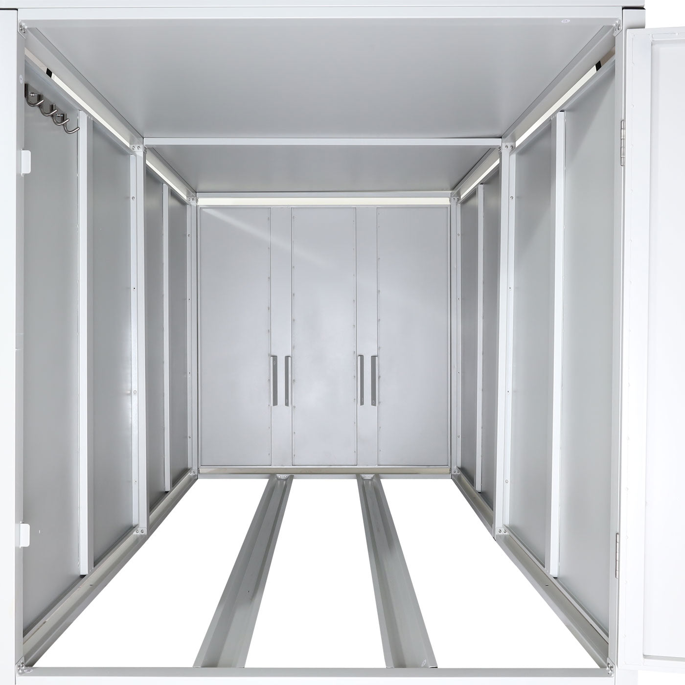 2-fietsgarage met plantenbak MCW-L56b, fietsbox, afsluitbaar gegalvaniseerd staal 125x113x208cm ~ lichtgrijs
