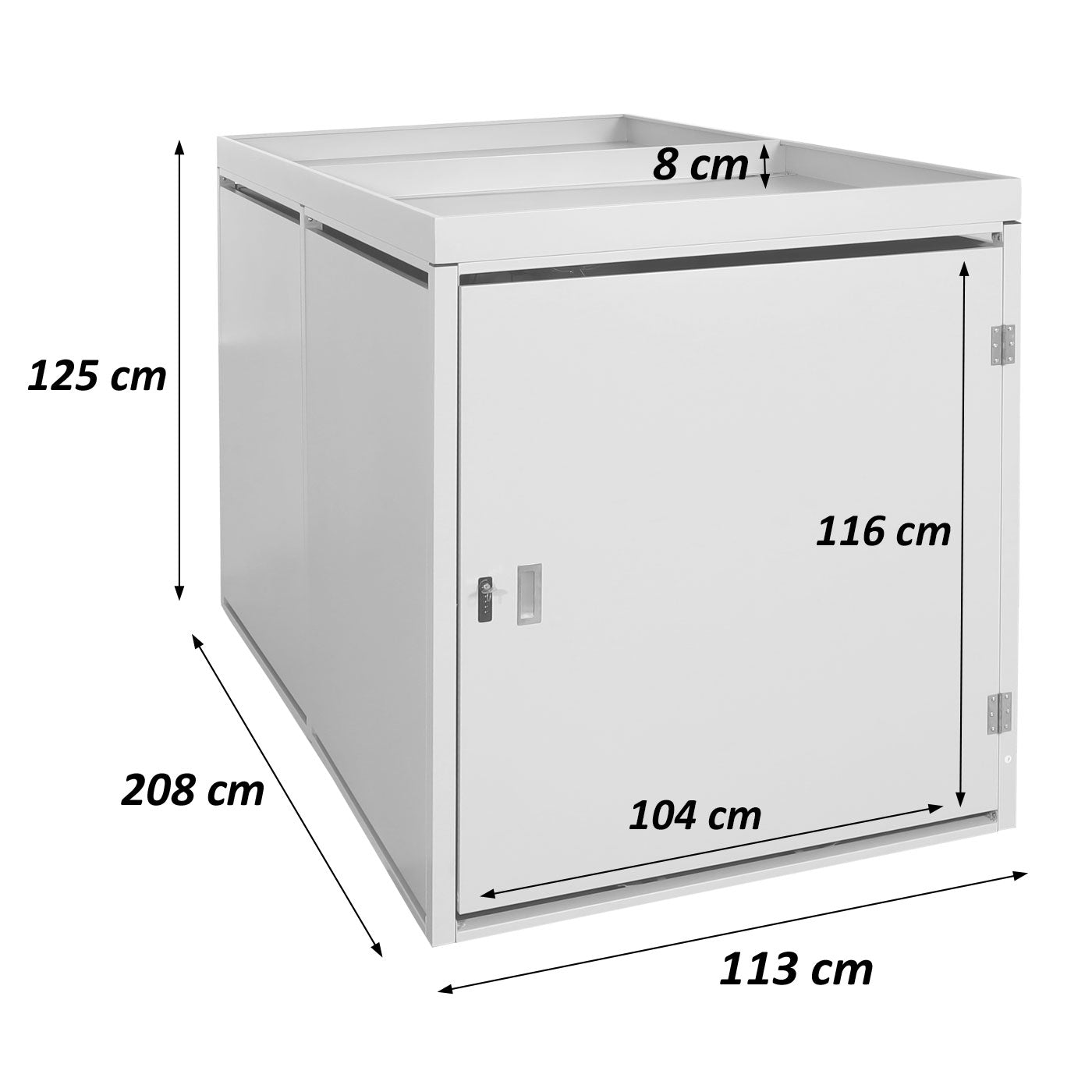2-fietsgarage met plantenbak MCW-L56b, fietsbox, afsluitbaar gegalvaniseerd staal 125x113x208cm ~ lichtgrijs