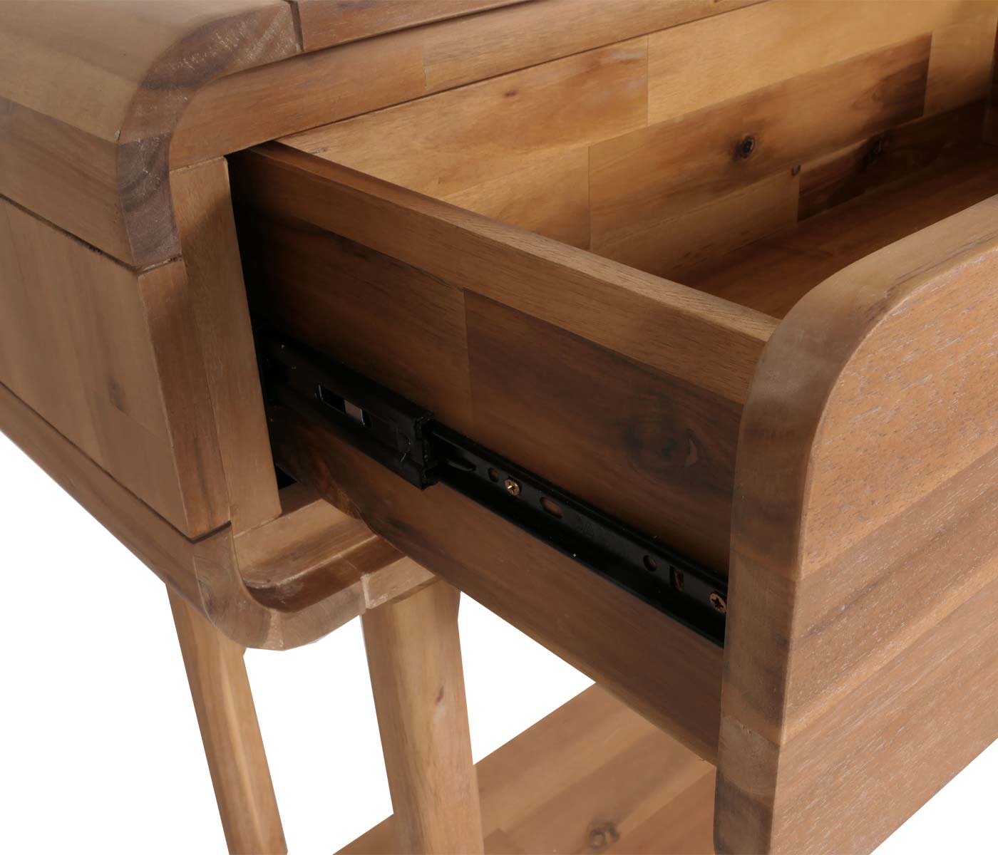 Console tafel MCW-M47, telefoontafel bijzettafel opbergtafel, lade, acacia massief hout gebeitst 80x120x35cm 22kg