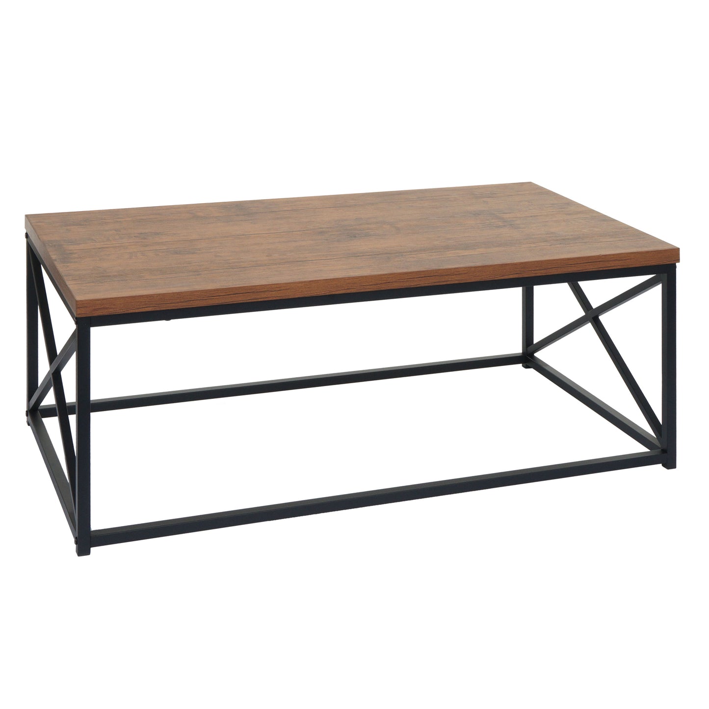 Salontafel MCW-A27, woonkamertafel bijzettafel sofatafel, metalen 3D structuur 44x110x60cm, wild eiken look