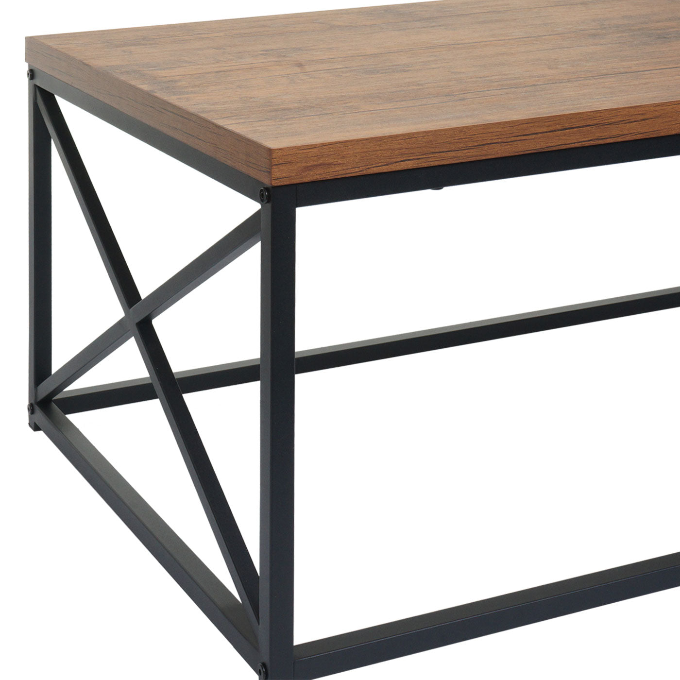 Salontafel MCW-A27, woonkamertafel bijzettafel sofatafel, metalen 3D structuur 44x110x60cm, wild eiken look