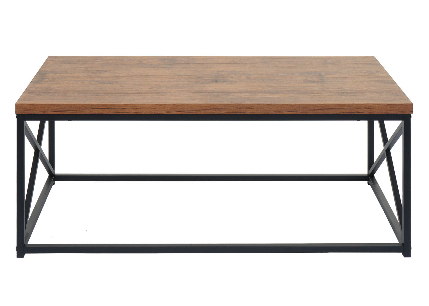 Salontafel MCW-A27, woonkamertafel bijzettafel sofatafel, metalen 3D structuur 44x110x60cm, wild eiken look