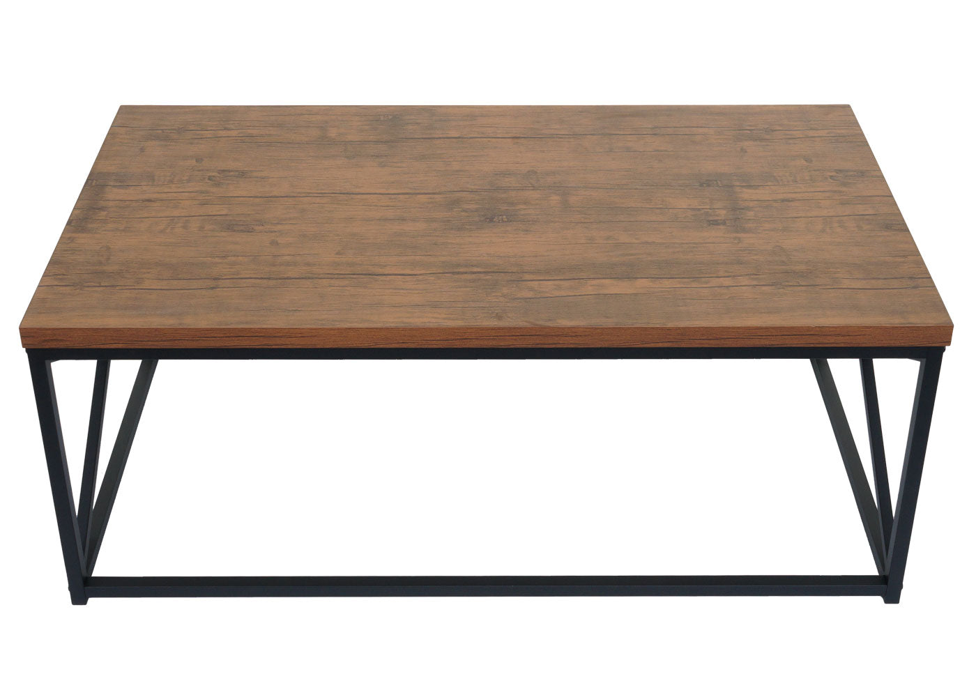 Salontafel MCW-A27, woonkamertafel bijzettafel sofatafel, metalen 3D structuur 44x110x60cm, wild eiken look