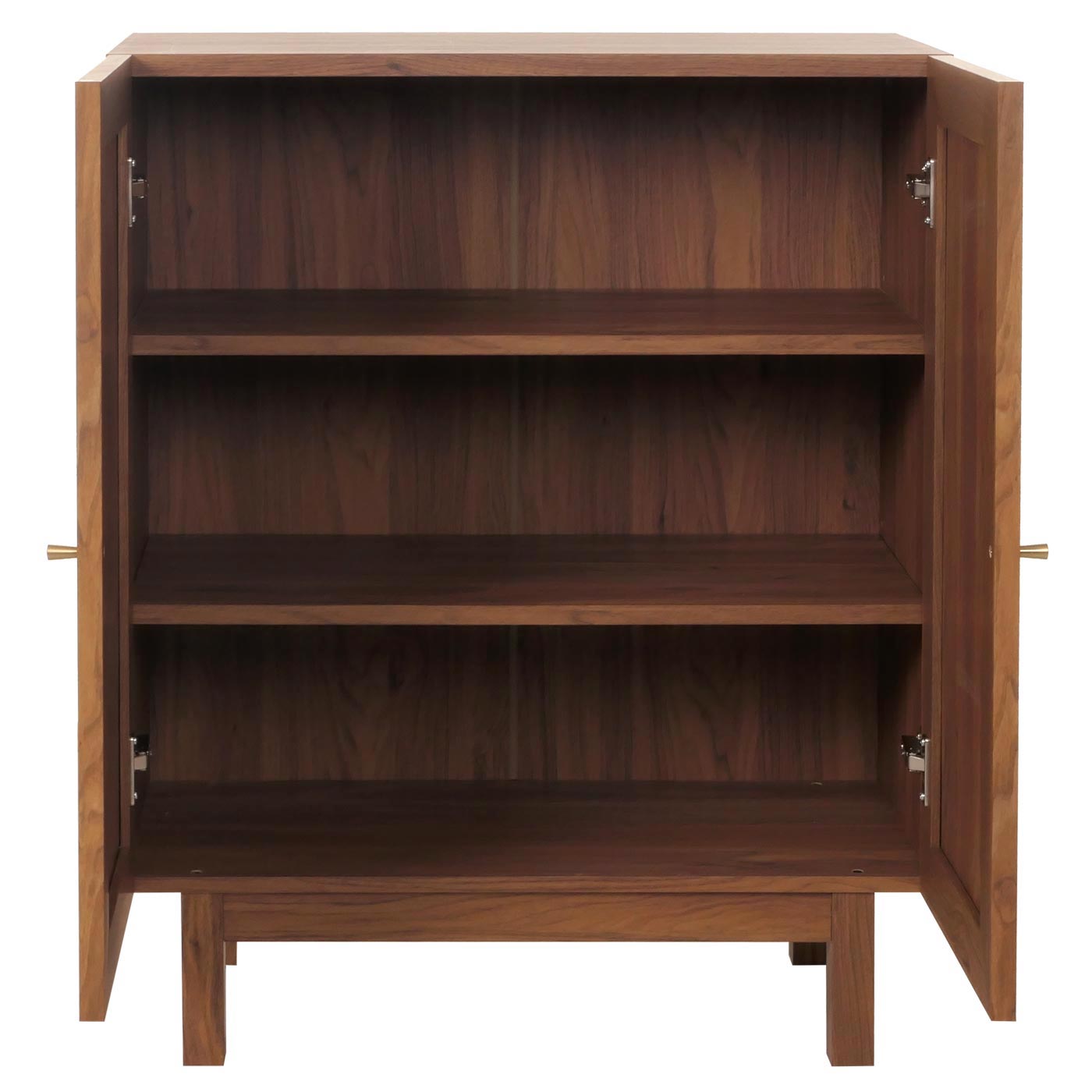 Highboard MCW-M51, ladekast dressoir, opbergvakken, massief hout mango Kubu rotan 98x79x42cm ~ walnoot look