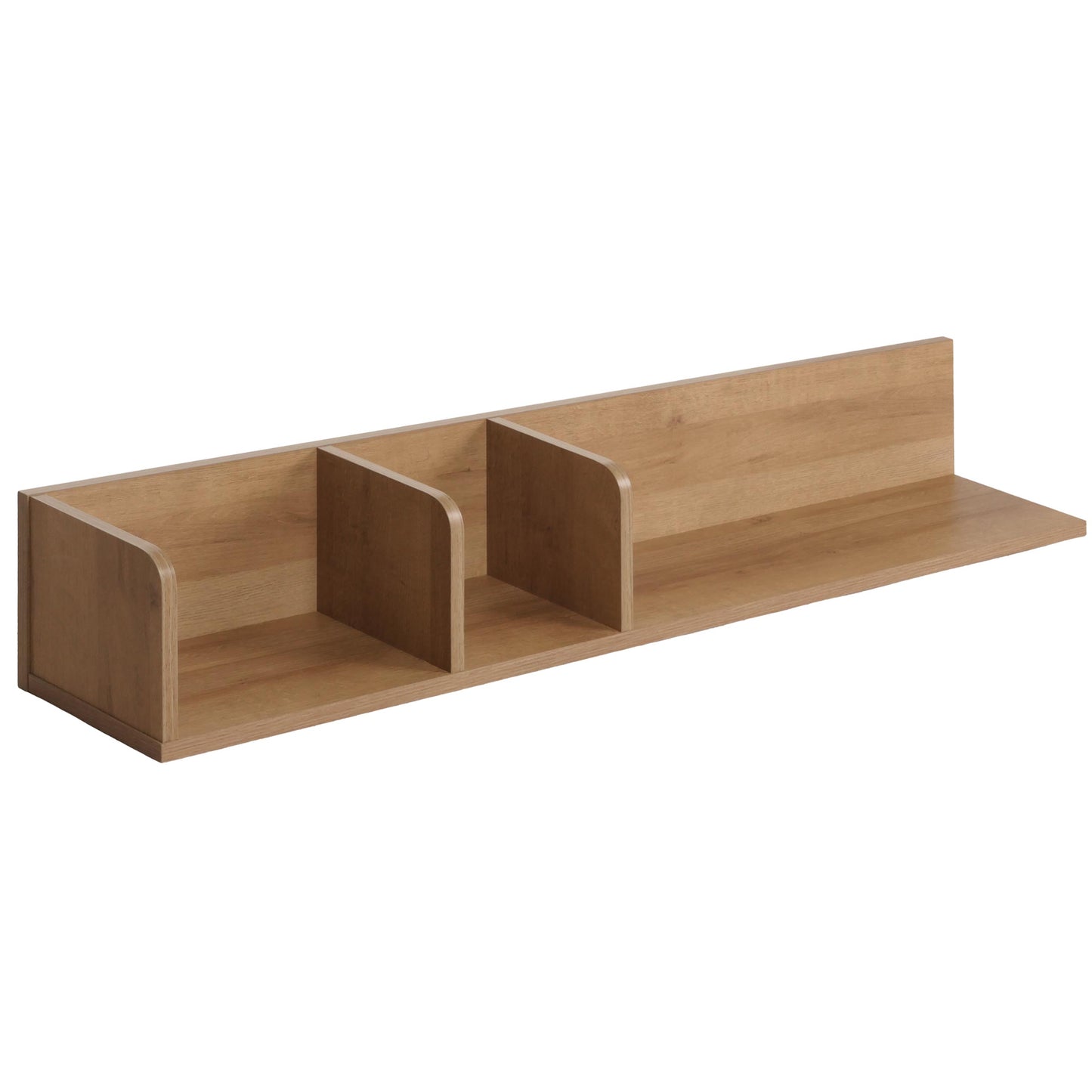 Wandplank MCW-M48, Hangplank Houten plank Zwevende plank, 3 vakken Massief mangohout 20x120x21cm ~ naturel