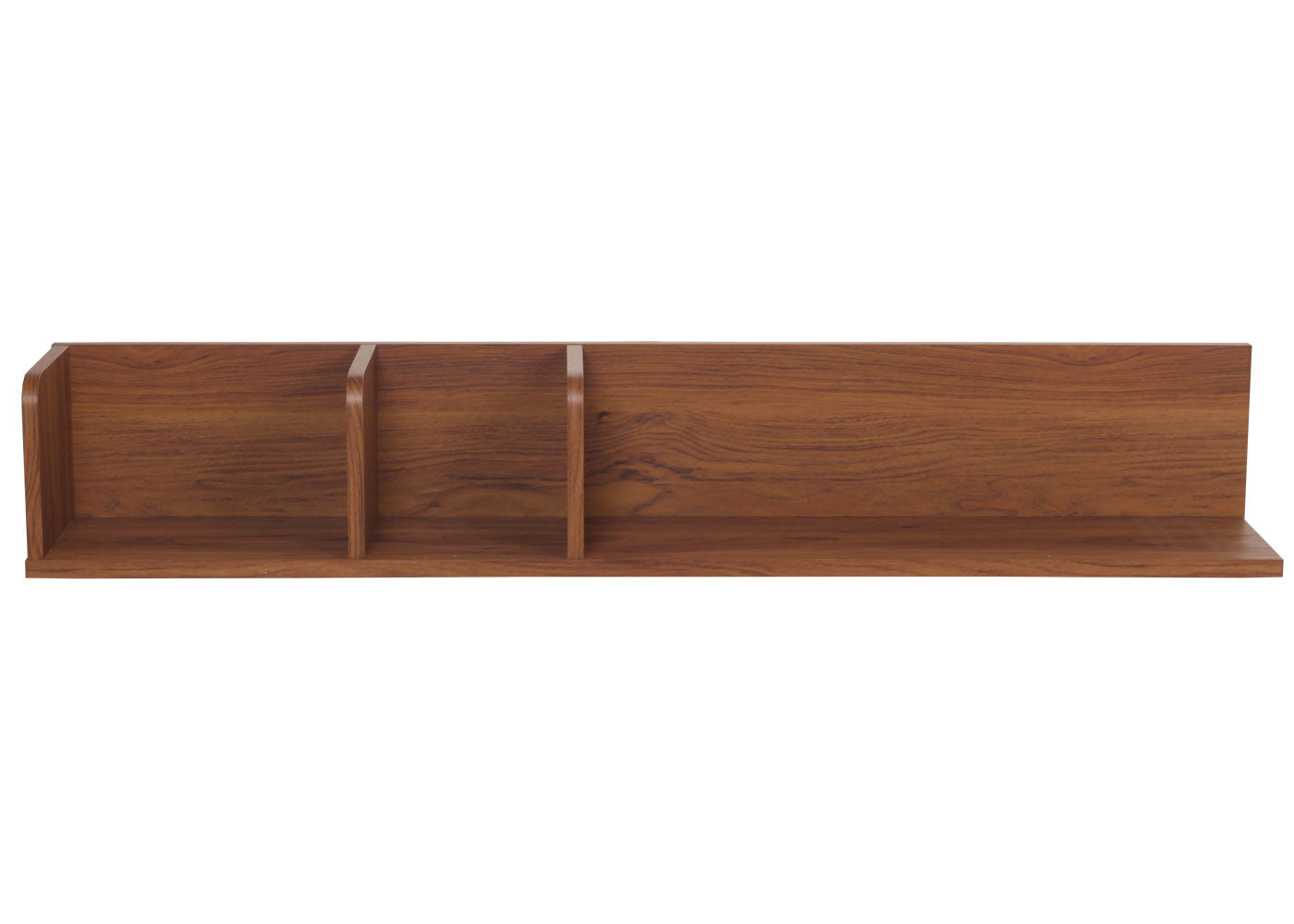 Wandplank MCW-M48, Hangplank Houten plank Zwevende plank, 3 vakken Massief mangohout 20x120x21cm ~ Walnoot look
