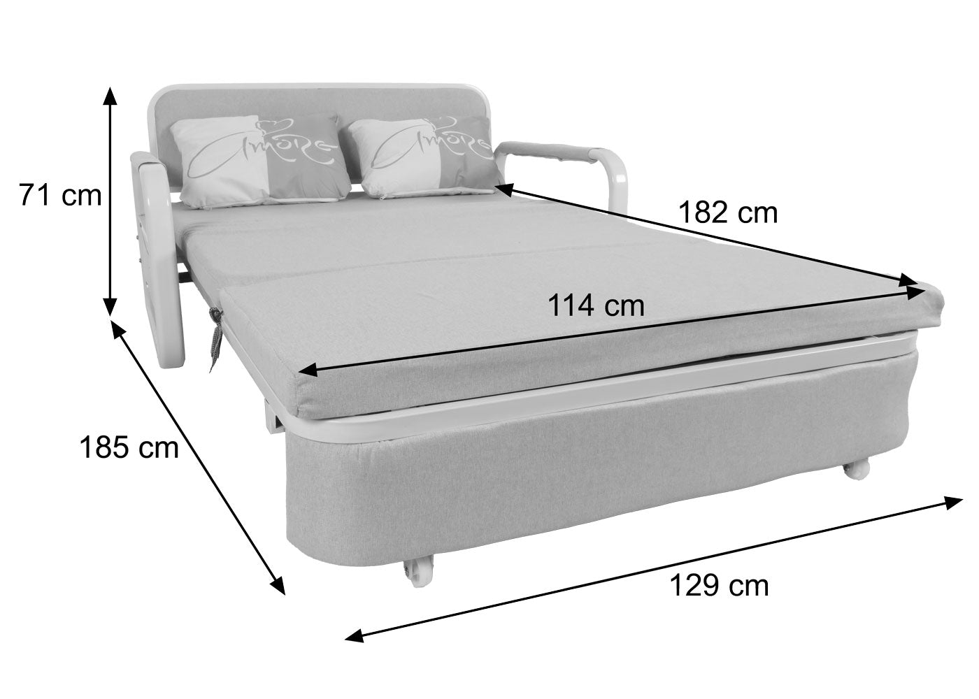 Slaapbank MCW-M83, slaapbank bank, slaapfunctie bedstee ligoppervlak, 130x185cm ~ stof/textiel beige
