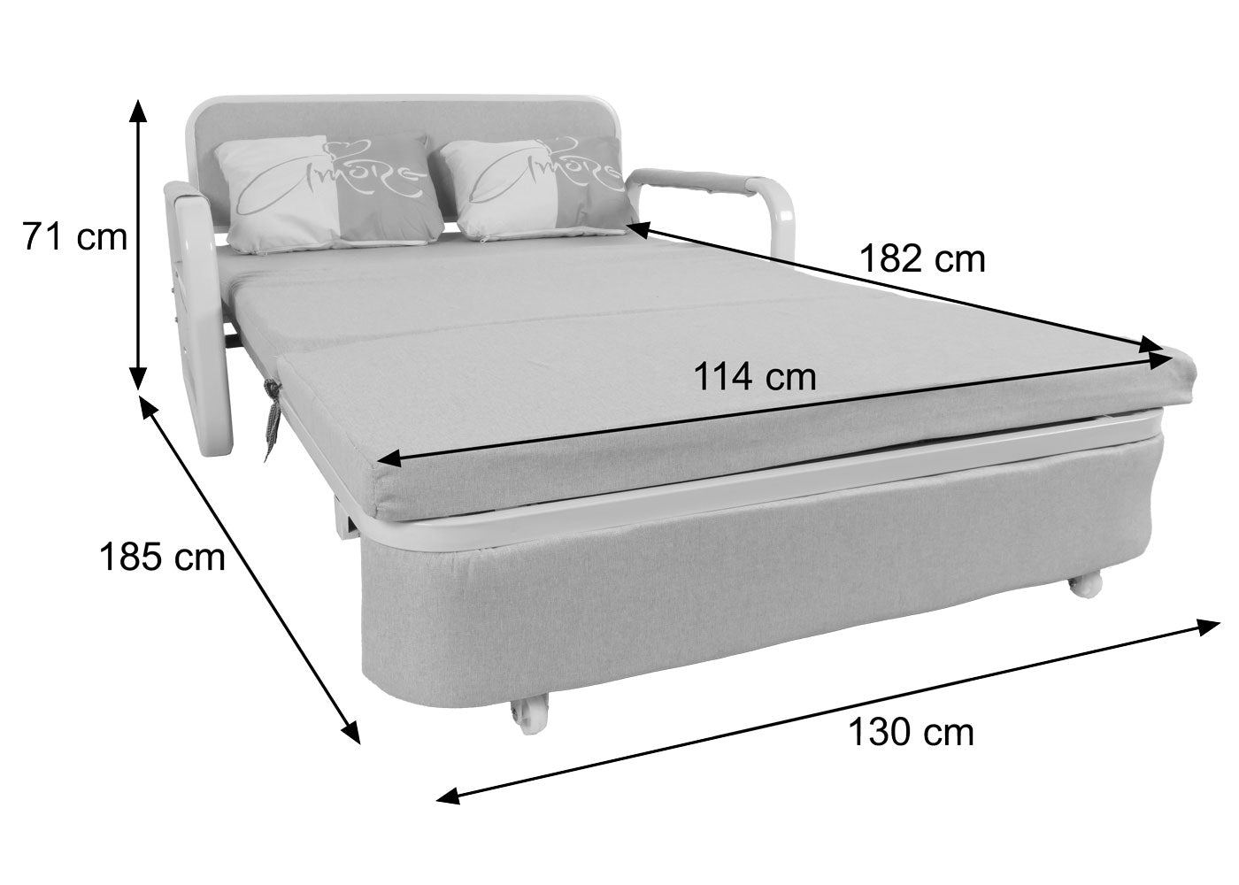 Slaapbank MCW-M83, slaapbank bank, slaapfunctie bedstee ligoppervlak, 130x185cm ~ stof/textiel donkerblauw