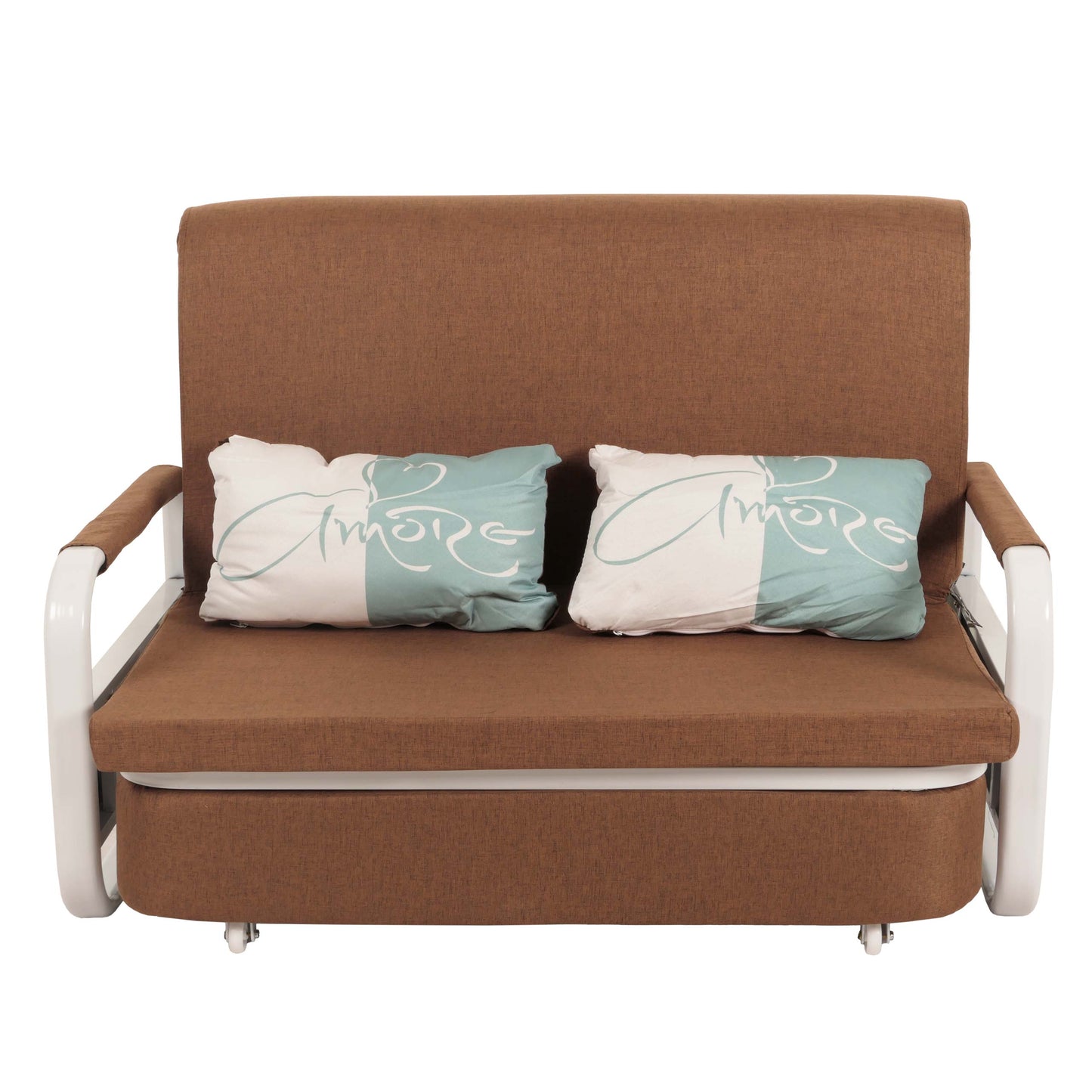 Slaapbank MCW-M83, slaapbank bank, slaapfunctie bedstee ligoppervlak, 130x185cm ~ stof/textiel bruin
